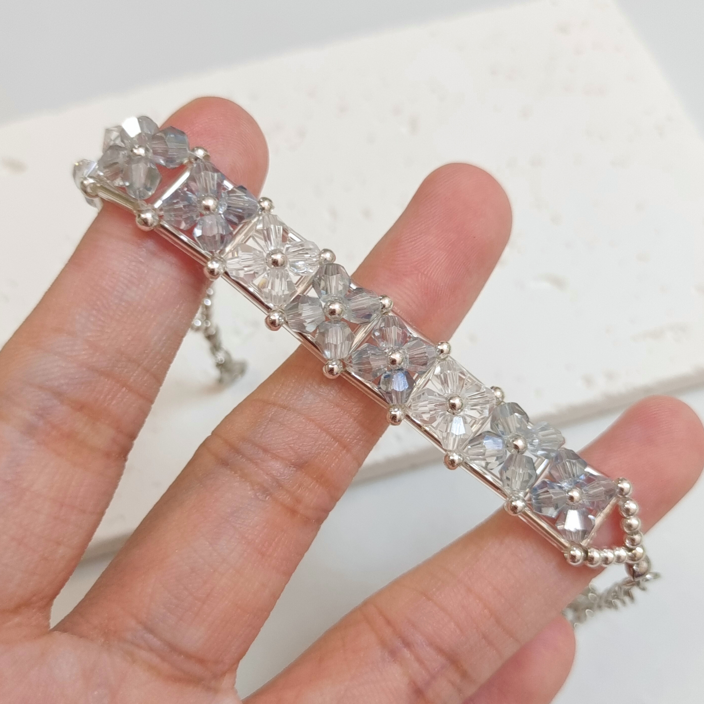 No.25 0° Ice Grid DIY Bracelet Kit – Gradient Crystal Beads & Tube Beads Handmade Set