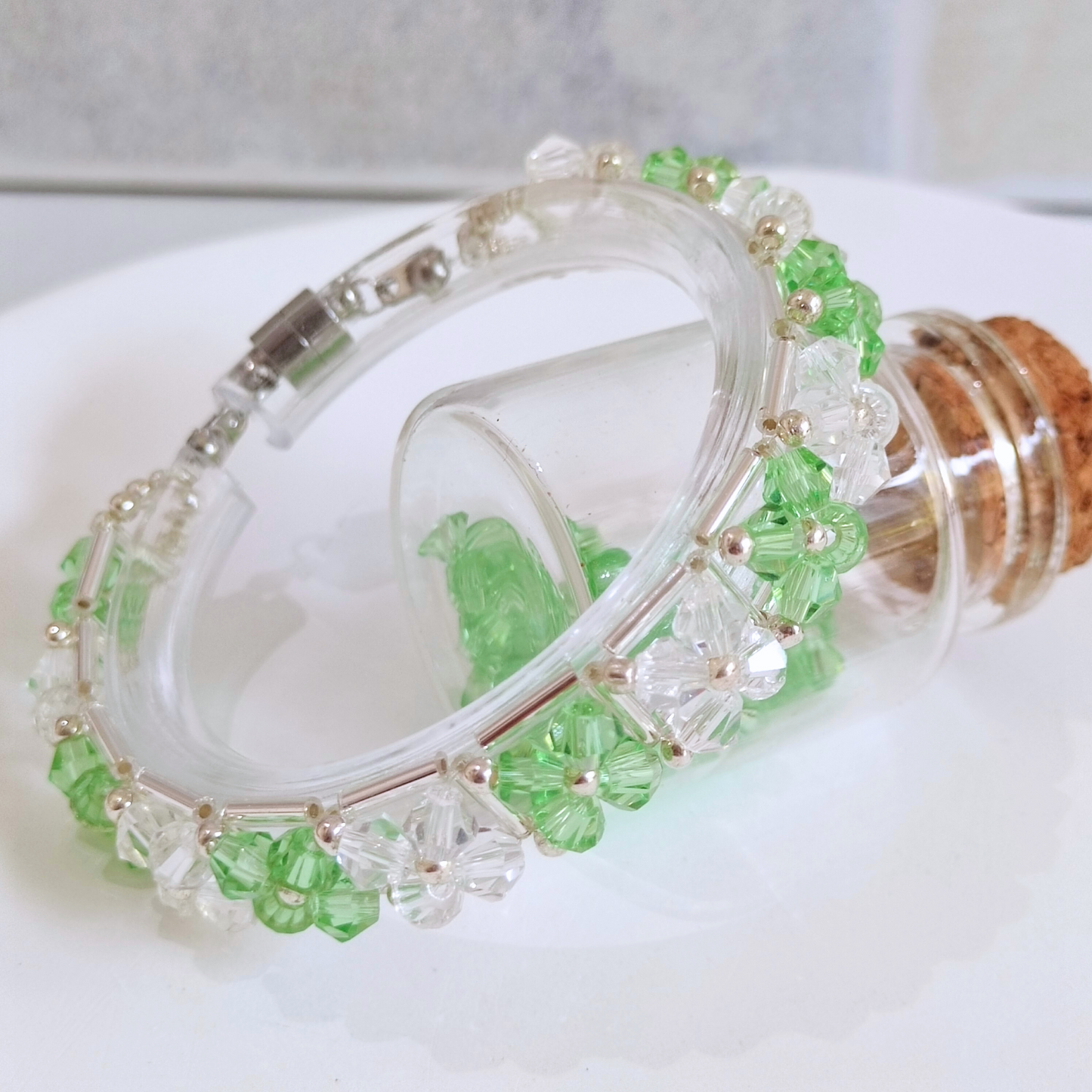 No.33 DIY Beaded Bracelet Kit – Multicolor Diamond Beads, 6mm Silver-Plated Tube Beads, Seed Beads & Magnetic Clasp | Beginner-Friendly Jewelry Craft