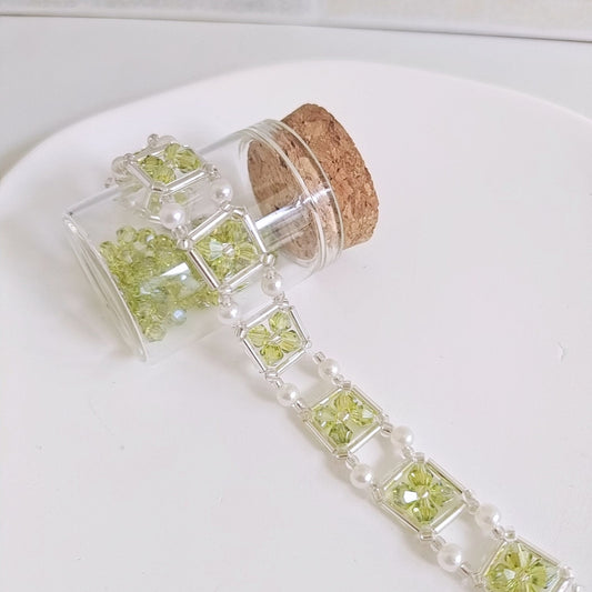 No.21 DIY Beaded Bracelet Olive Green Beads – Silver-Plated Seed Beads, Pearls & Tools | Easy Craft for Beginners，Best Gift for Mother's Day