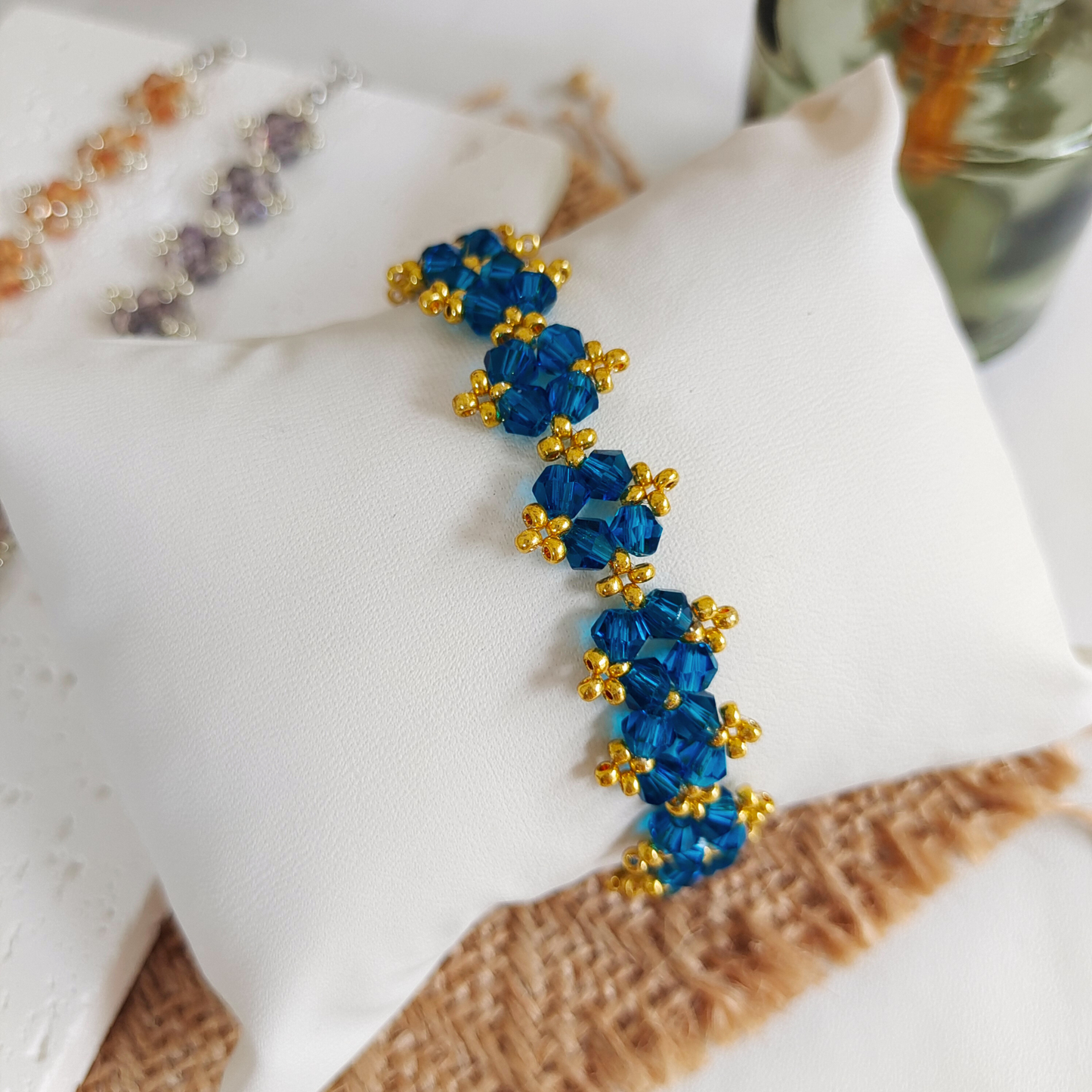 No.08 DIY Beaded Bracelet Kit – Handmade with 4mm Diamond Beads & 2mm Seed Beads | Beginner-Friendly Jewelry Craft | Creative Gift for Her