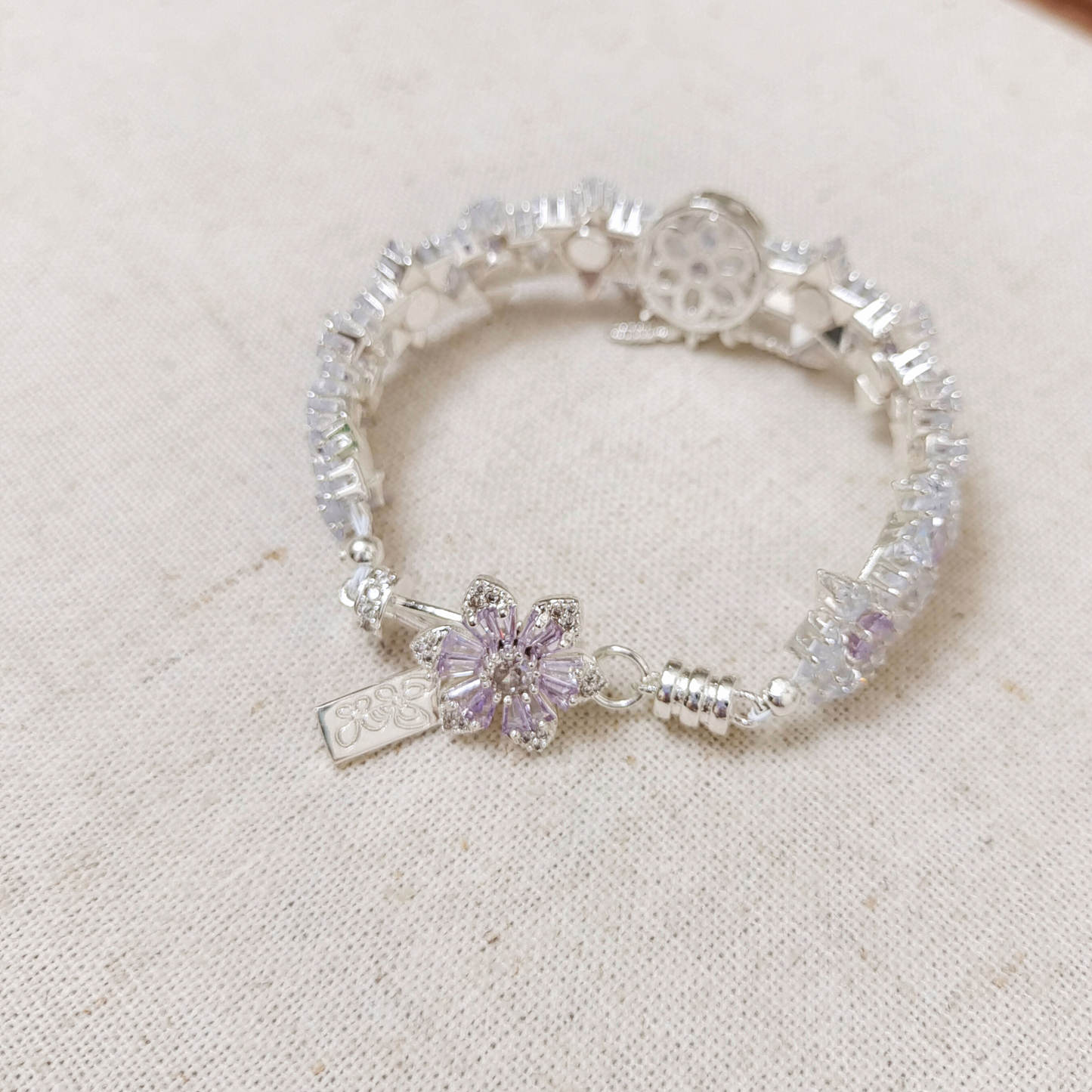No.33 Purple Dreamcatcher Handmade Bracelet with Sakura Clasp – Finished Jewelry