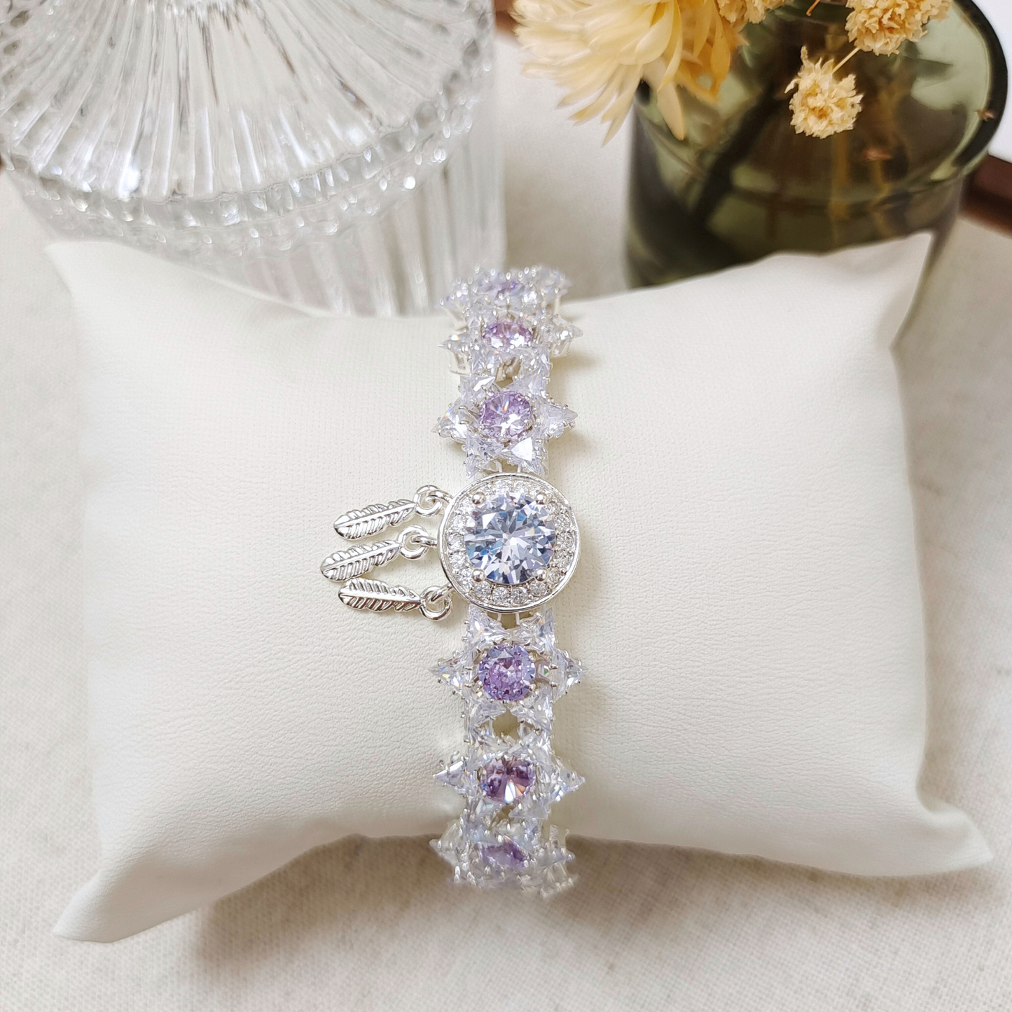 No.33 Purple Dreamcatcher Handmade Bracelet with Sakura Clasp – Finished Jewelry