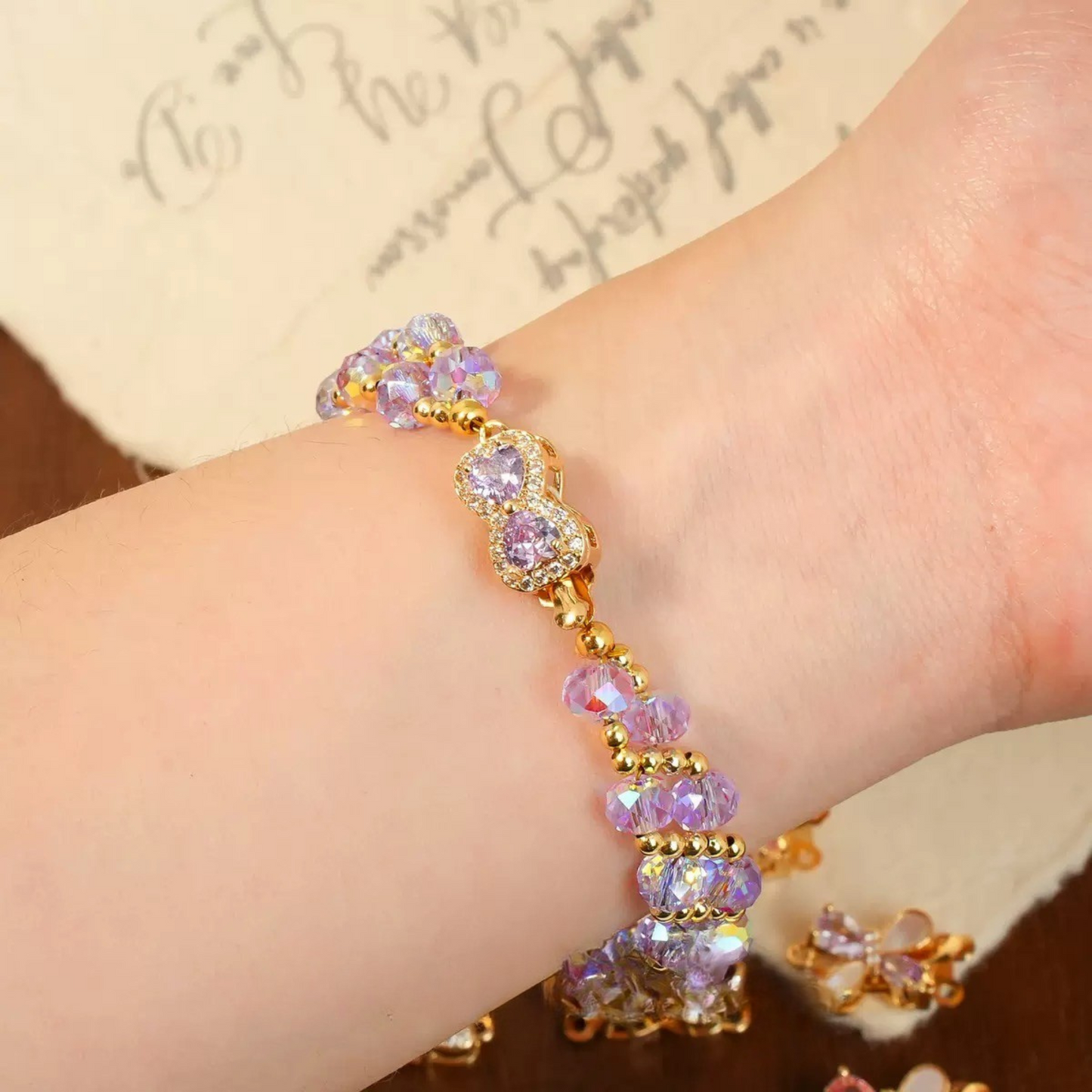 【B07】Butterfly Box Clasp – Gold-Plated Alloy with Cubic Zirconia, Single/Double Hole DIY Jewelry Connector