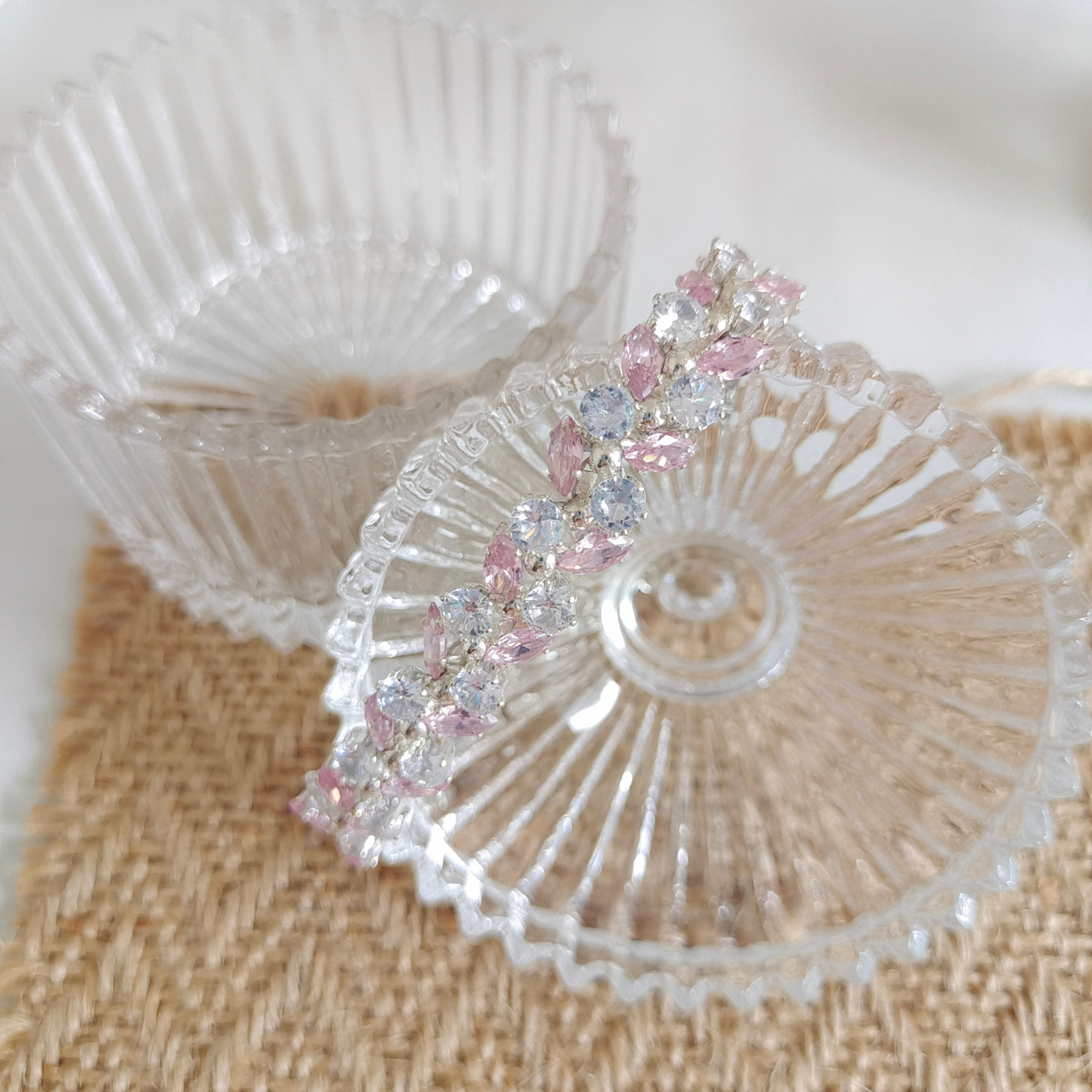 No.36 Olive Branch DIY Bracelet Kit – Silver Claw Pink & Green marquise zircon beads