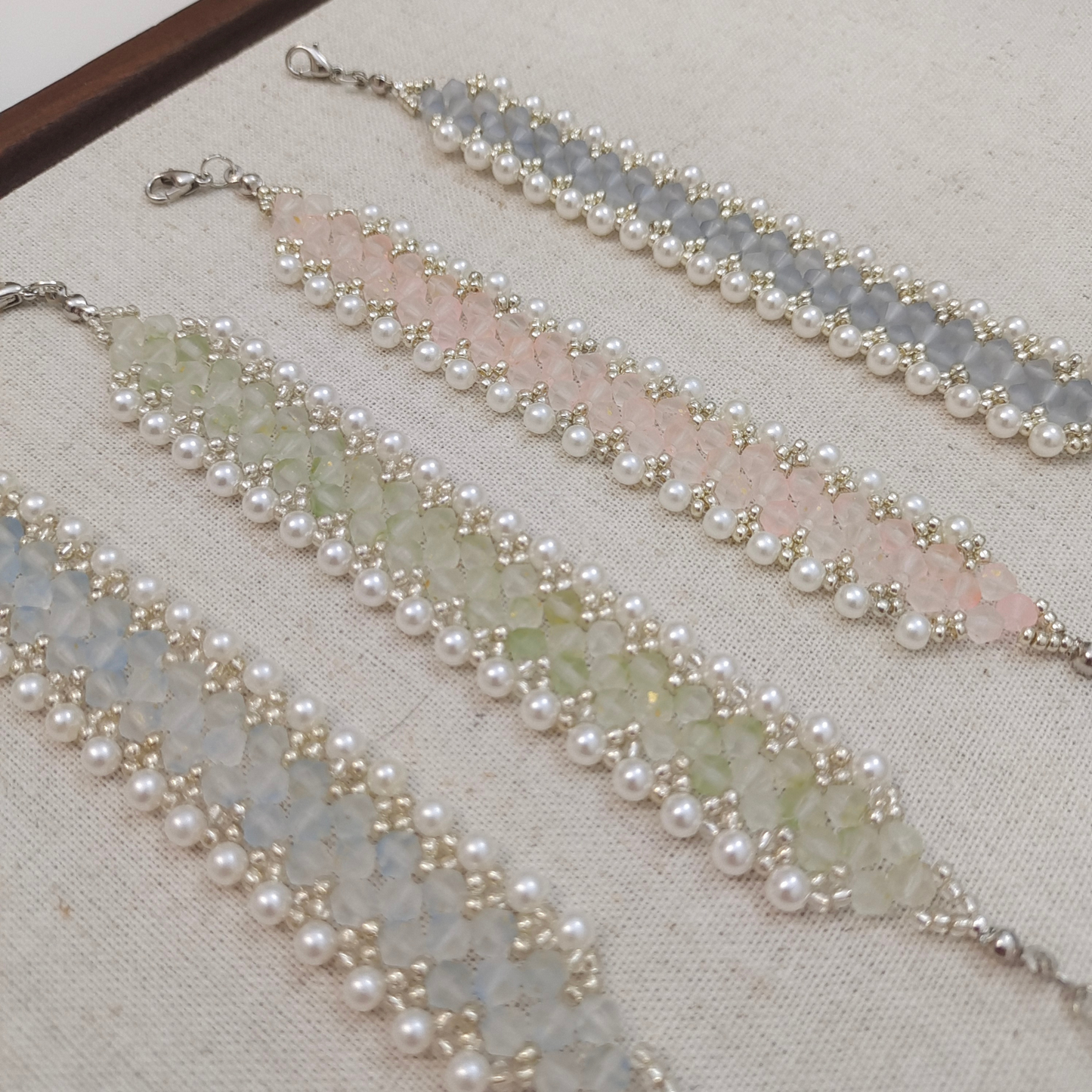 No.37 DIY Beaded Bracelet Kit – Princess Series Design with 4mm Matte Glass Diamond Beads & Seed Beads | Beginner-Friendly Jewelry Craft Gift for Her