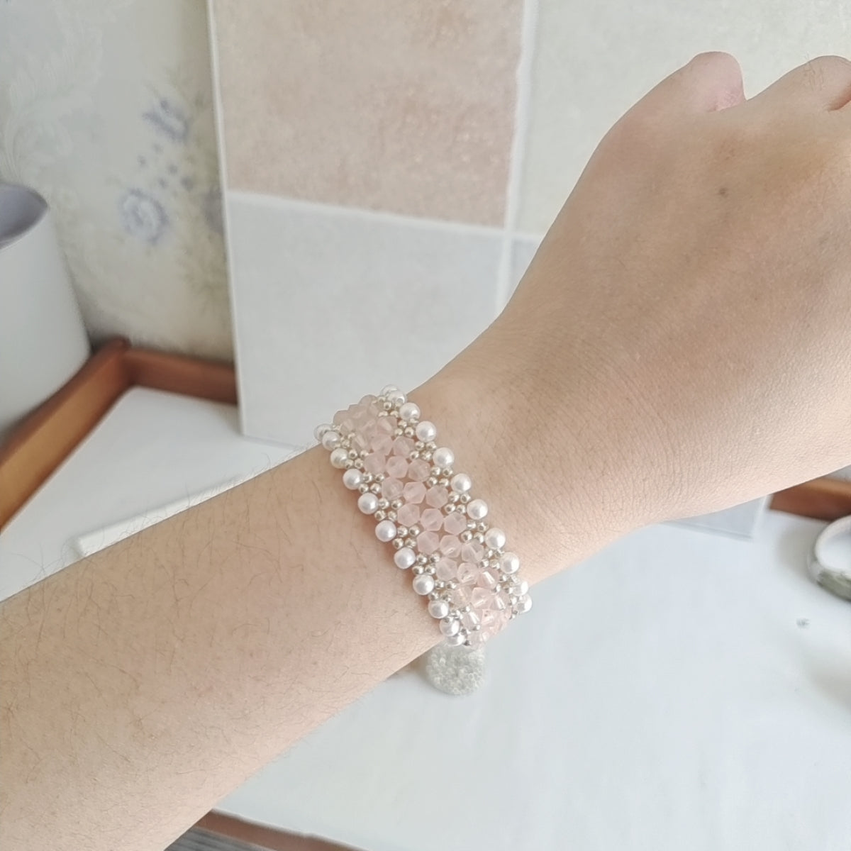 No.37 DIY Beaded Bracelet Kit – Princess Series Design with 4mm Matte Glass Diamond Beads & Seed Beads | Beginner-Friendly Jewelry Craft Gift for Her