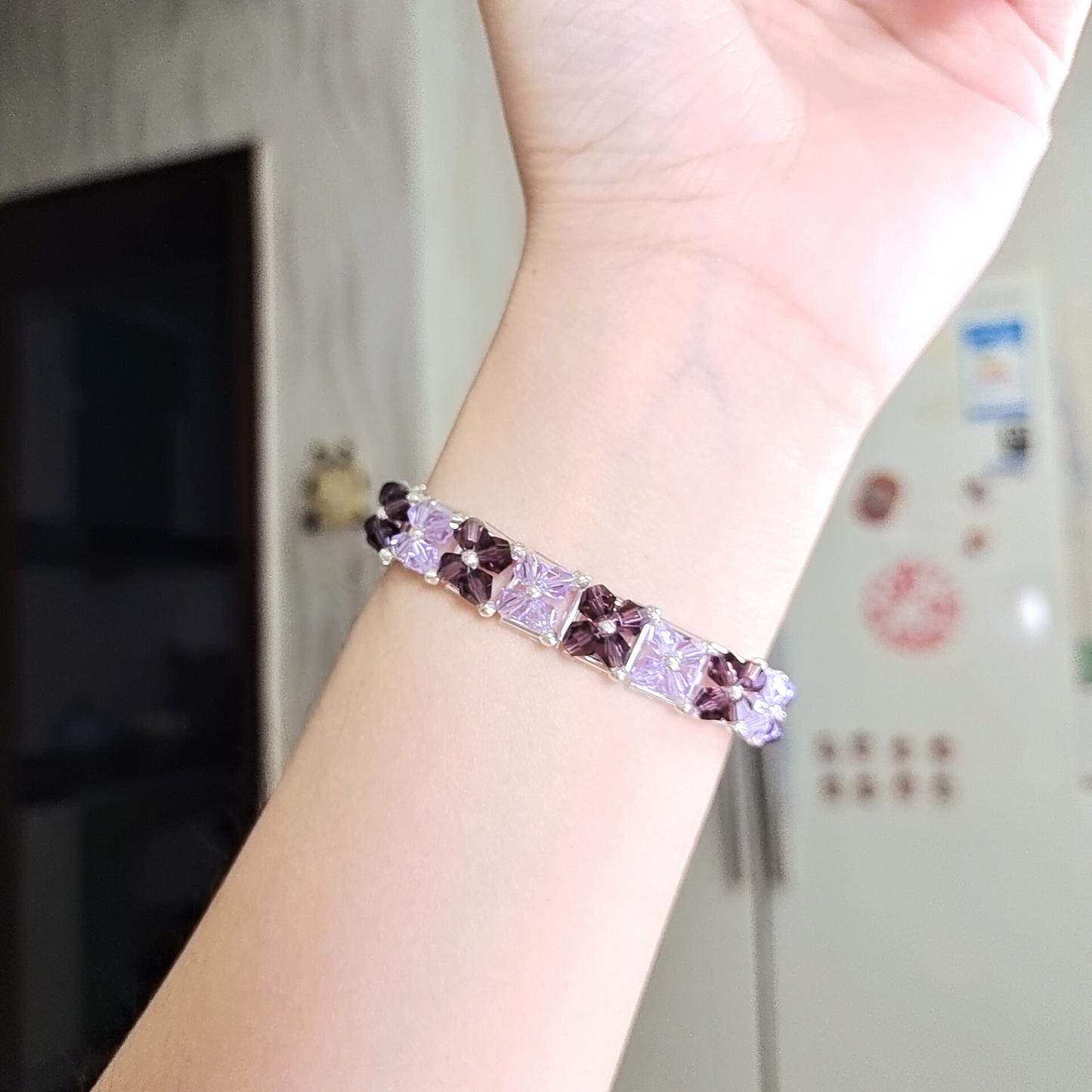 No.33 DIY Beaded Bracelet Kit – Multicolor Diamond Beads, 6mm Silver-Plated Tube Beads, Seed Beads & Magnetic Clasp | Beginner-Friendly Jewelry Craft