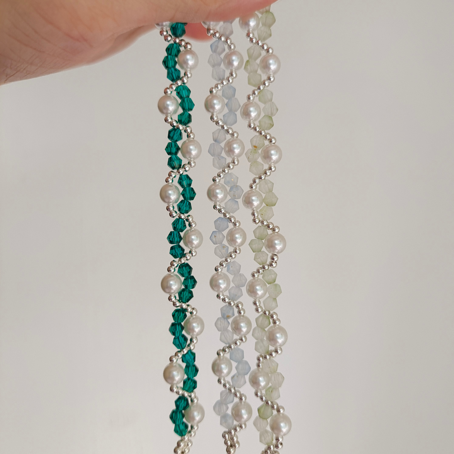 No.43 Creamy Pearl Wave DIY Bracelet Kit – Frosted Beads & Silver Seed Beads