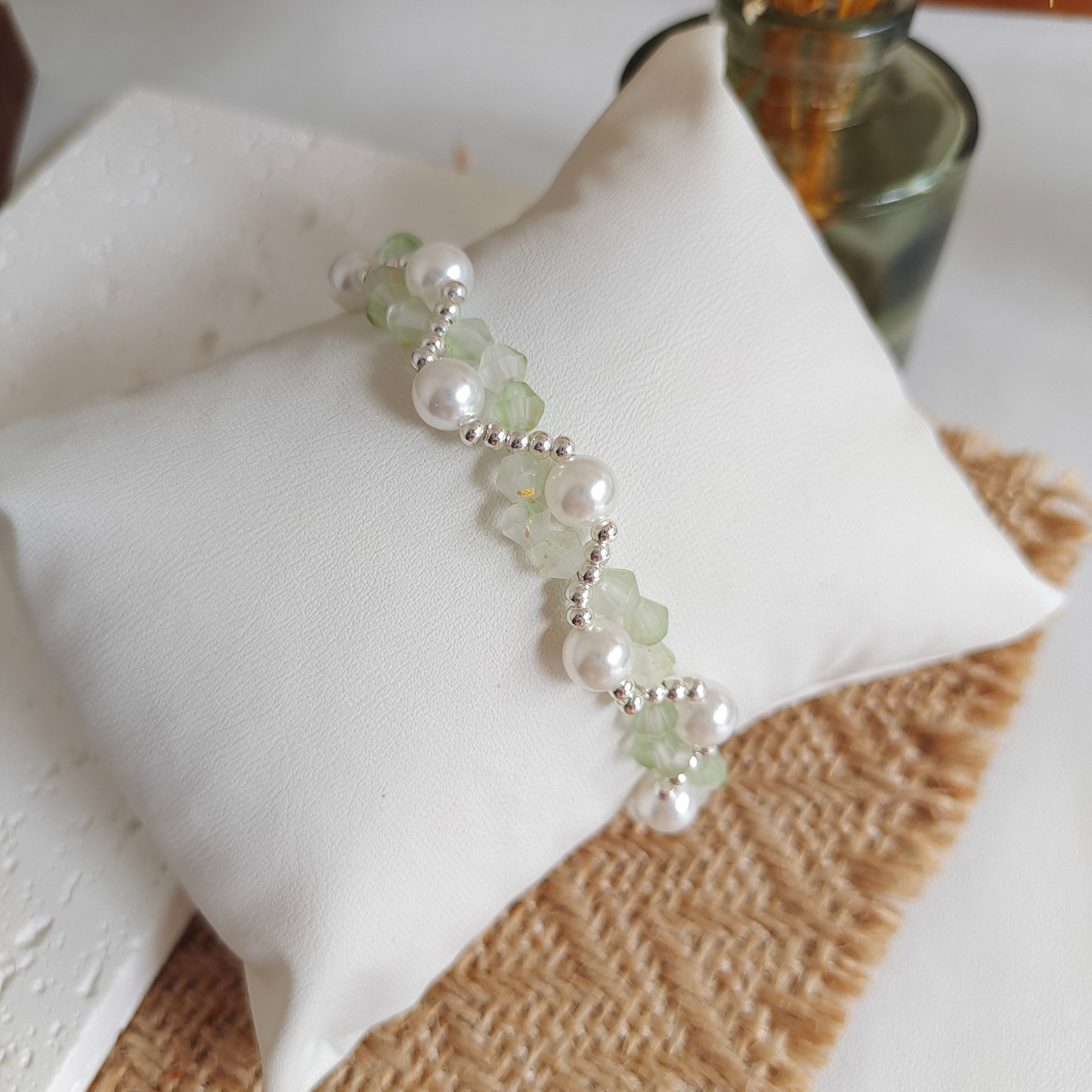 No.43 Creamy Pearl Wave DIY Bracelet Kit – Frosted Beads & Silver Seed Beads