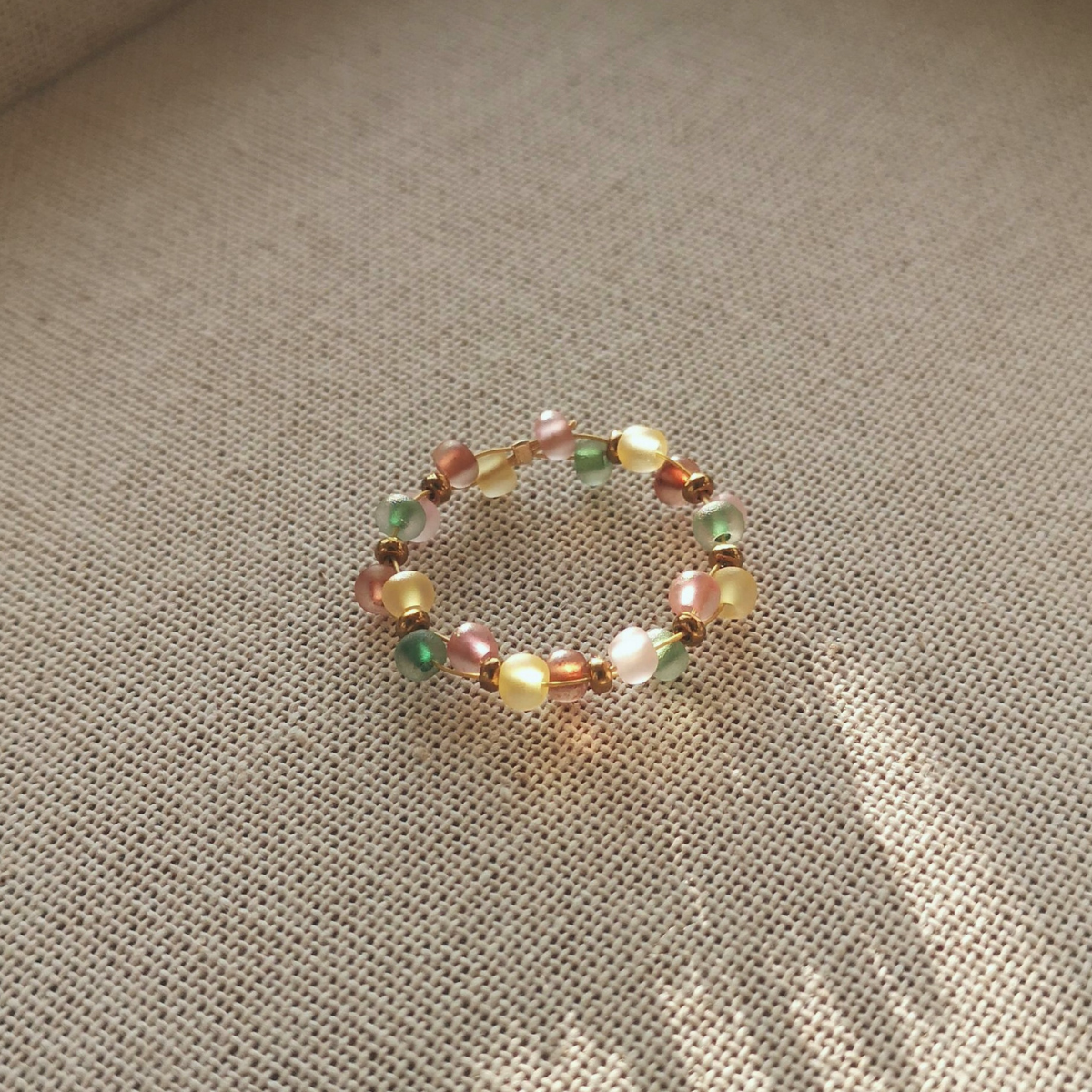 No.48 DIY Rainbow Beaded Ring Making Kit | Handcrafted Jewelry Supplies with Colorful Seed Beads | Creative Craft Gift for Adults & Teens