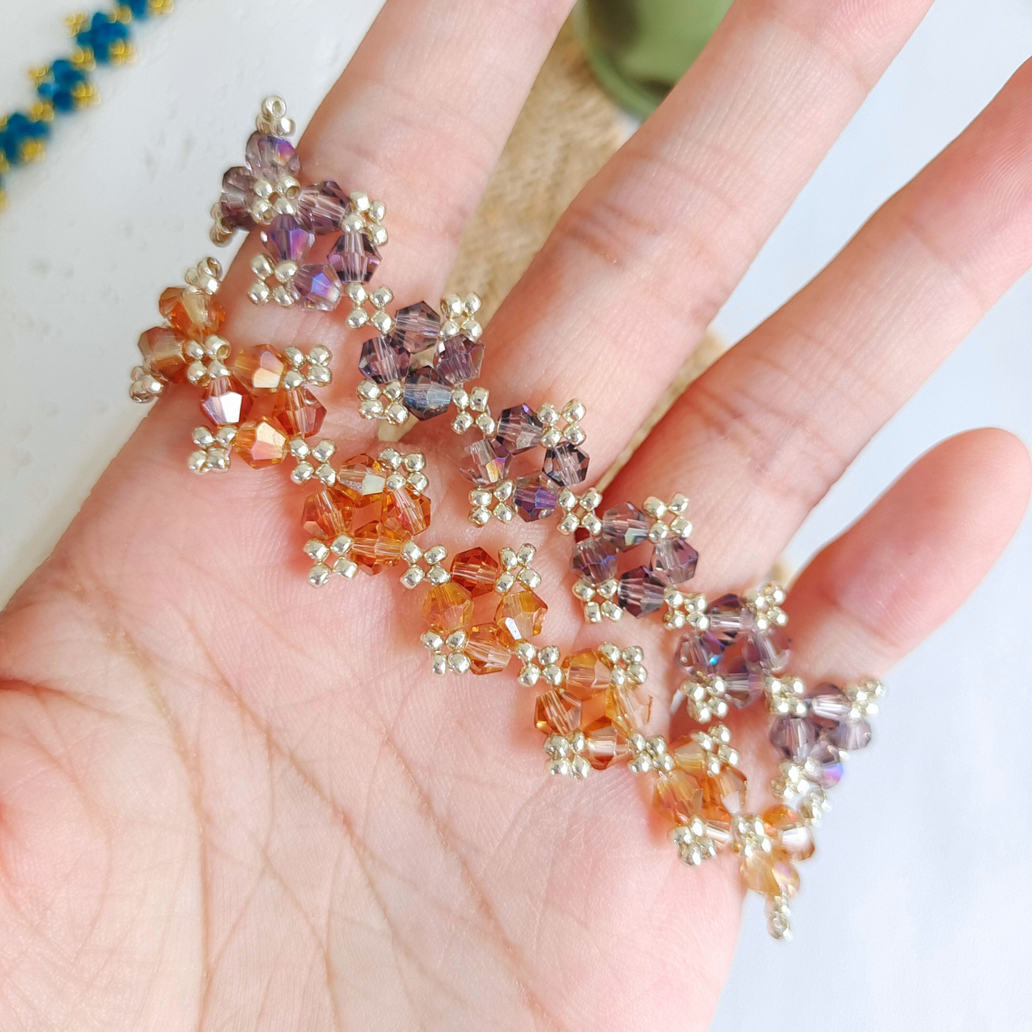 No.08 DIY Beaded Bracelet Kit – Handmade with 4mm Diamond Beads & 2mm Seed Beads | Beginner-Friendly Jewelry Craft | Creative Gift for Her