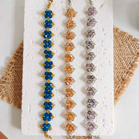 No.08 DIY Beaded Bracelet Kit – Handmade with 4mm Diamond Beads & 2mm Seed Beads | Beginner-Friendly Jewelry Craft | Creative Gift for Her