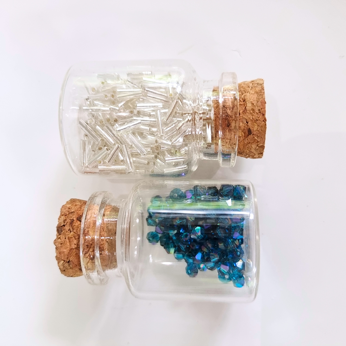 No.03 Galaxy-Inspired DIY Beaded Bracelet Kit – Iridescent Blue 4mm Diamond Beads, 6mm Silver-Plated Tube Beads & Seed Beads | Beginner-Friendly Jewelry Craft Kit