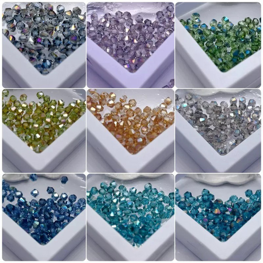 【L01】80 pcs 4mm AB Coated Diamond Glass Beads – DIY Crystal Jewelry Making Kit
