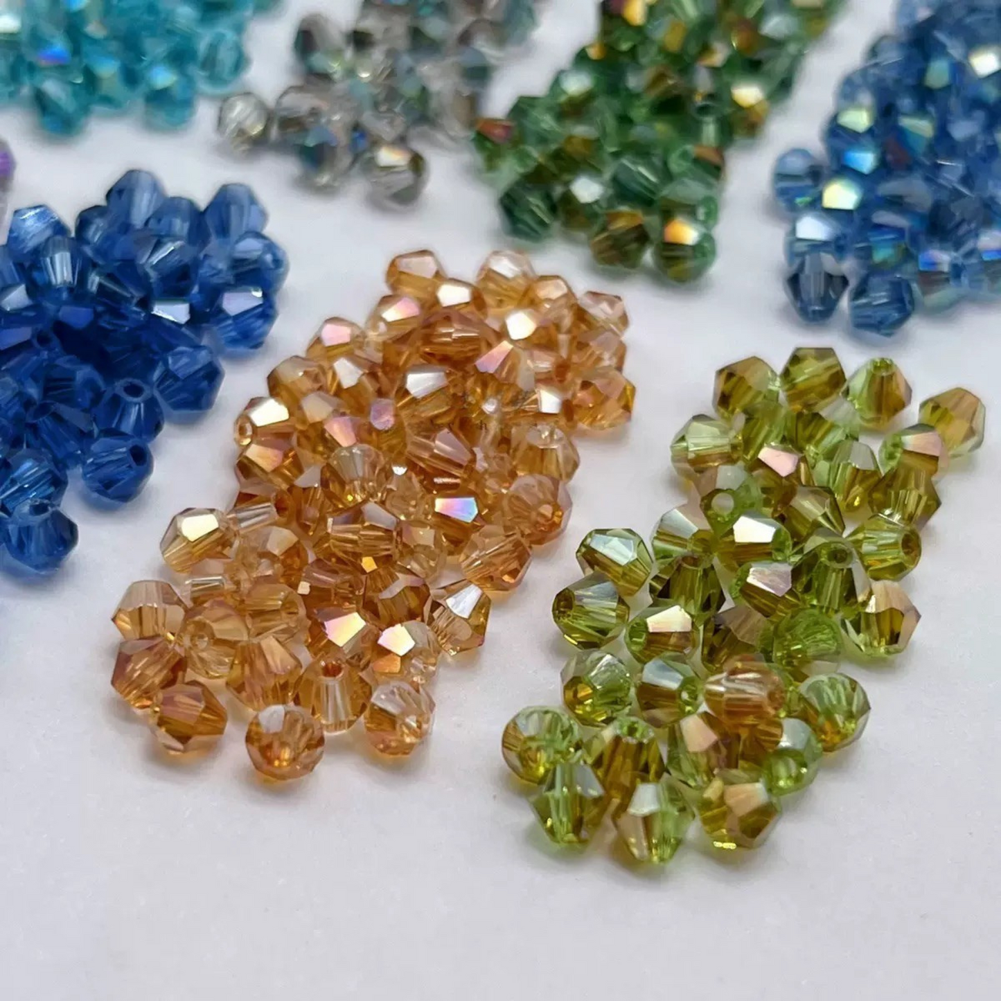 【L01】80 pcs 4mm AB Coated Diamond Glass Beads – DIY Crystal Jewelry Making Kit