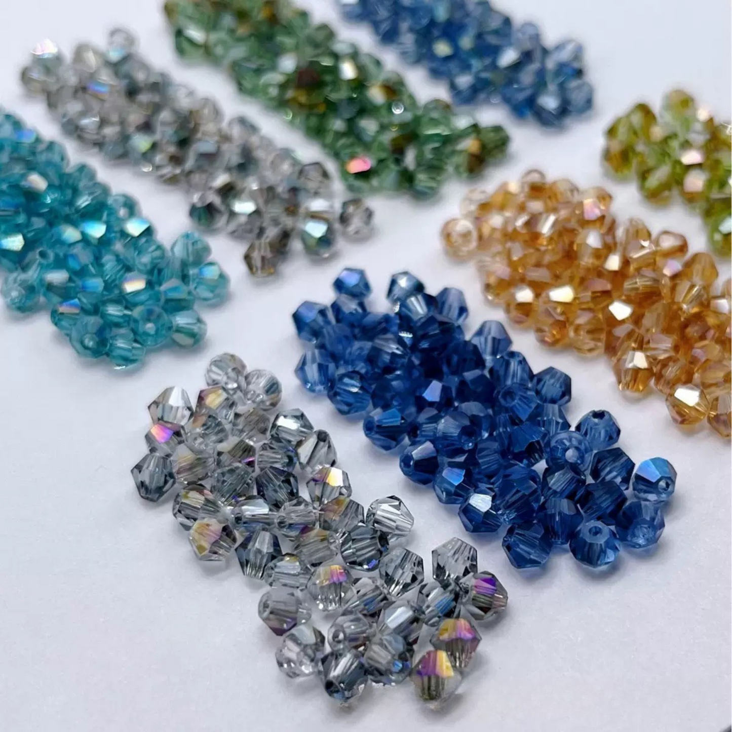 【L01】80 pcs 4mm AB Coated Diamond Glass Beads – DIY Crystal Jewelry Making Kit