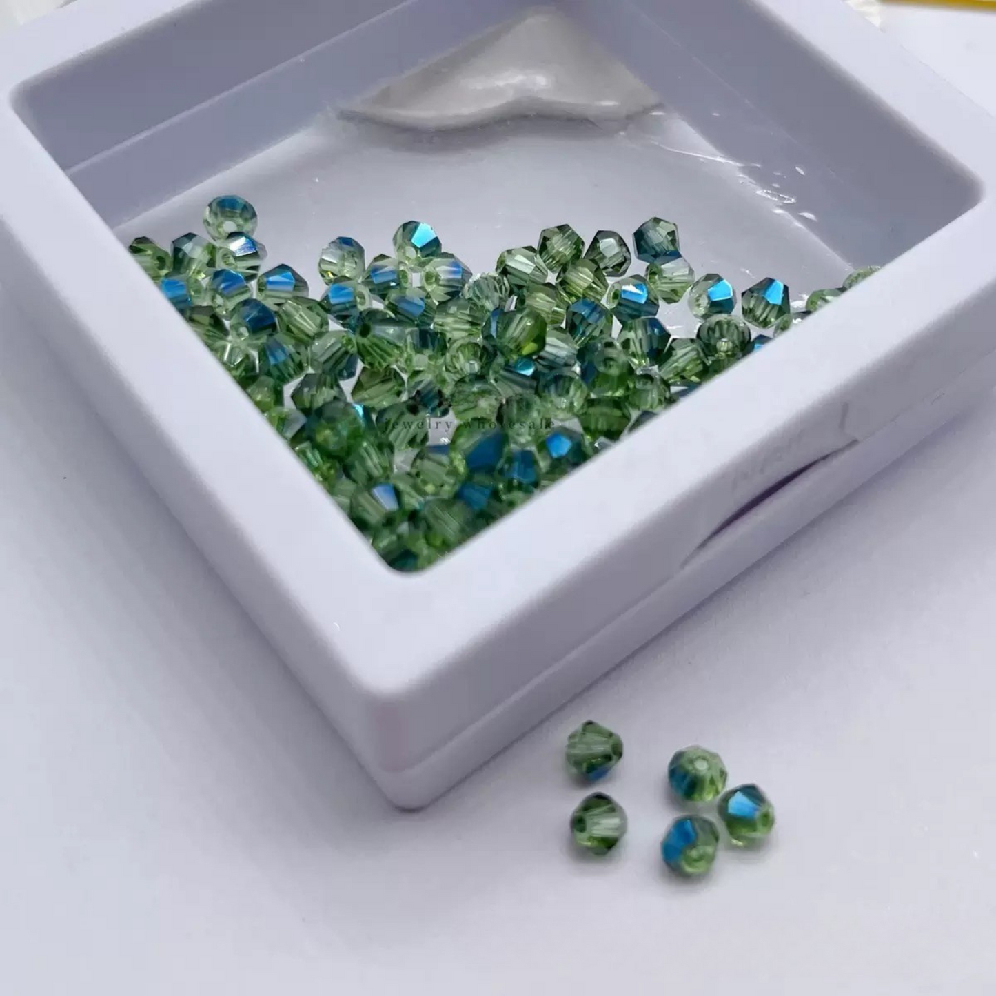 【L01】80 pcs 4mm AB Coated Diamond Glass Beads – DIY Crystal Jewelry Making Kit