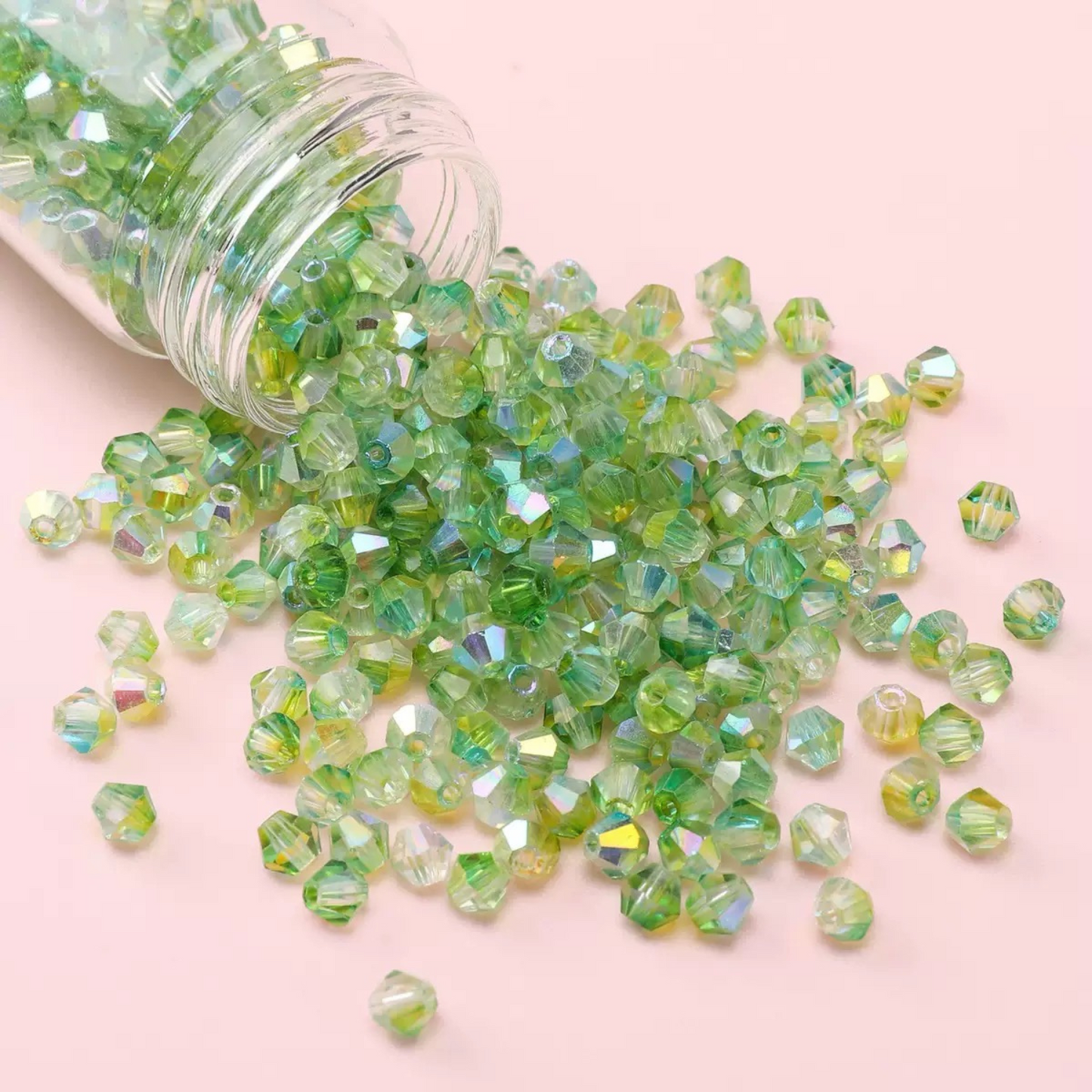 【L03】100pcs 4mm Bicolor AB Diamond Glass Beads – DIY Jewelry Craft