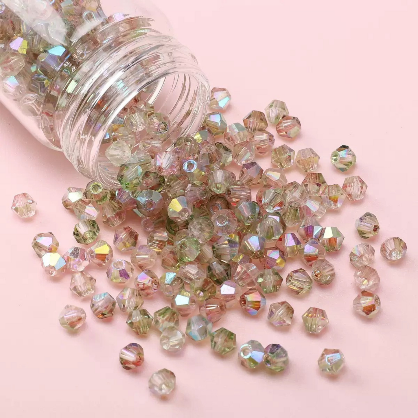【L03】100pcs 4mm Bicolor AB Diamond Glass Beads – DIY Jewelry Craft