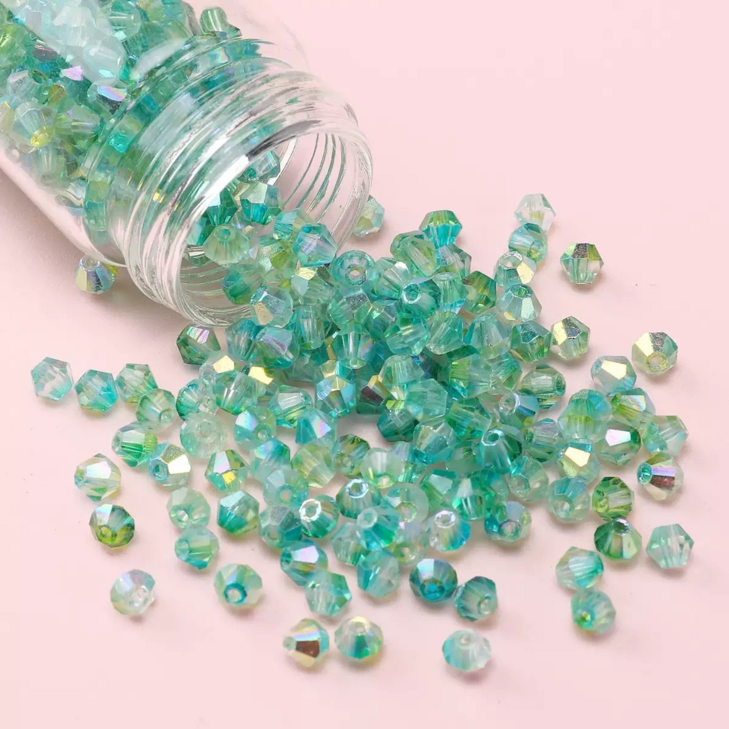 【L03】100pcs 4mm Bicolor AB Diamond Glass Beads – DIY Jewelry Craft