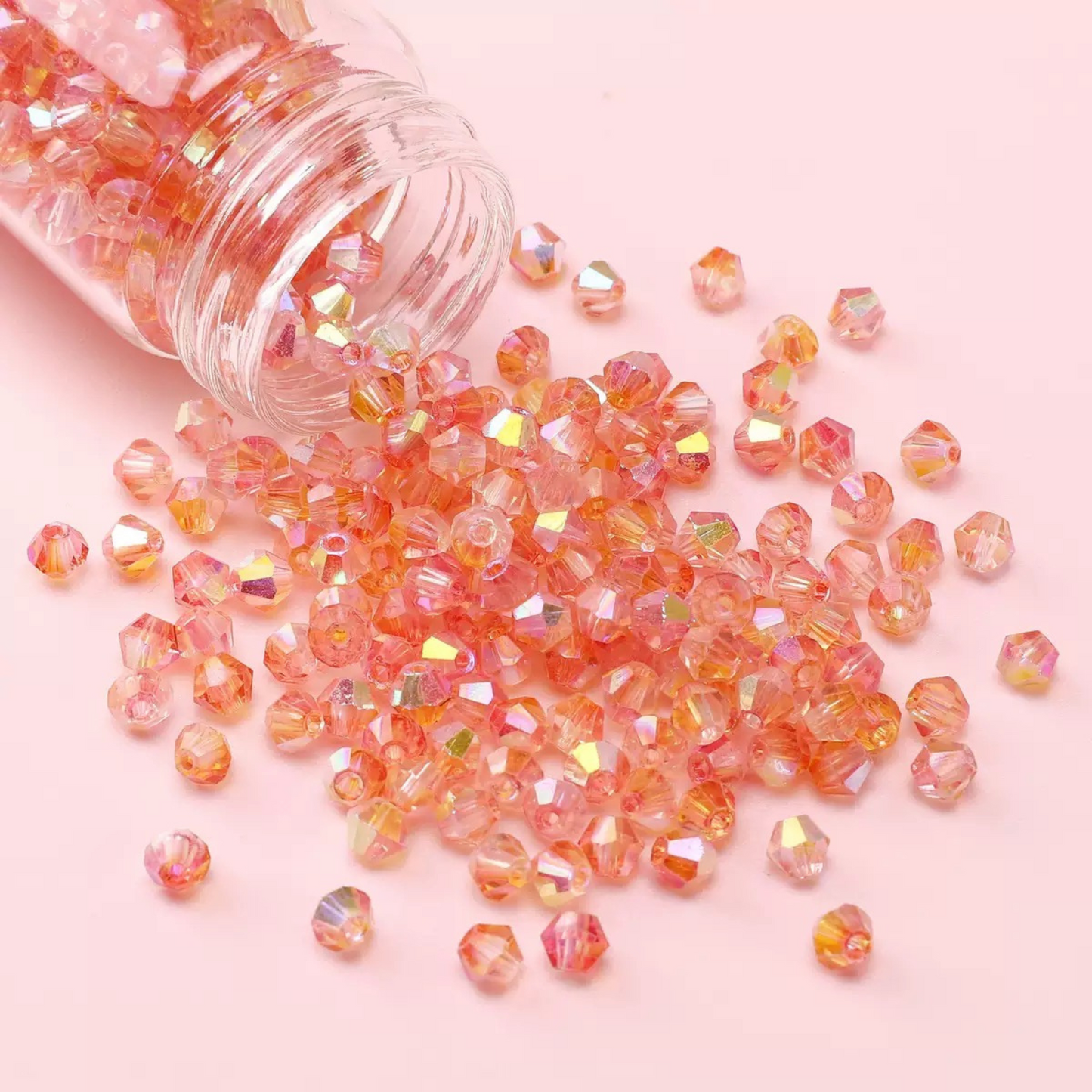 【L03】100pcs 4mm Bicolor AB Diamond Glass Beads – DIY Jewelry Craft