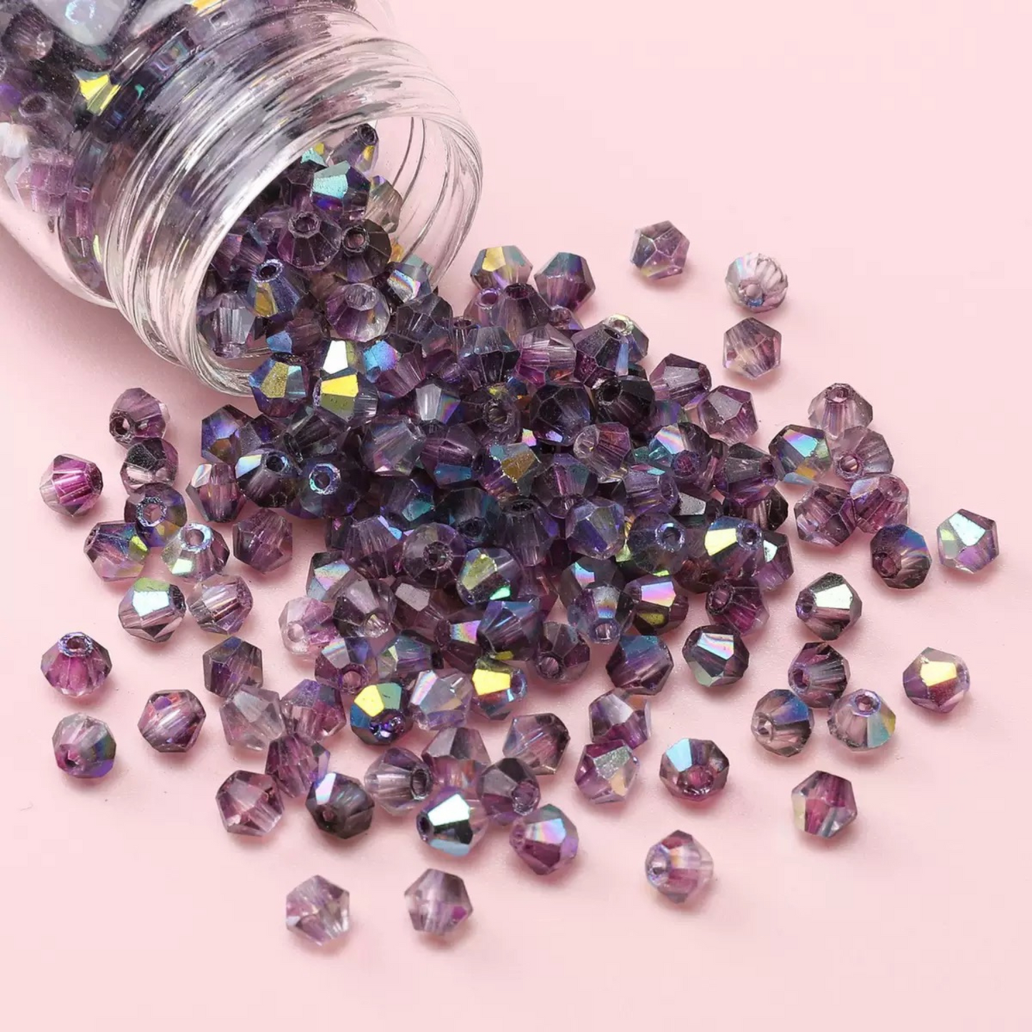 【L03】100pcs 4mm Bicolor AB Diamond Glass Beads – DIY Jewelry Craft