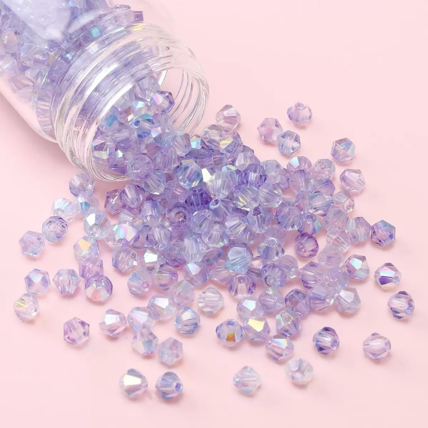 【L03】100pcs 4mm Bicolor AB Diamond Glass Beads – DIY Jewelry Craft