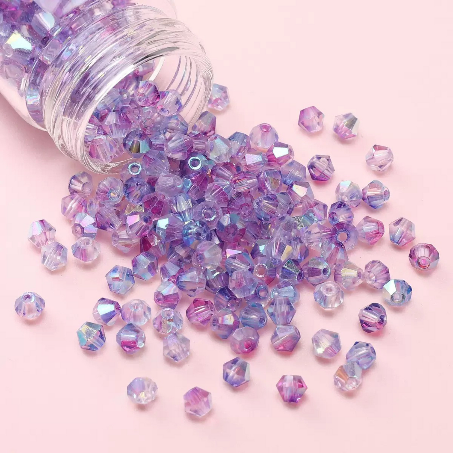 【L03】100pcs 4mm Bicolor AB Diamond Glass Beads – DIY Jewelry Craft