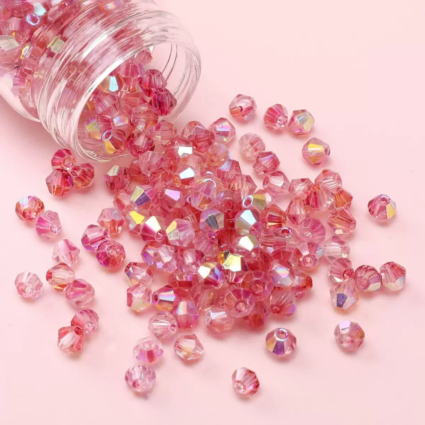 【L03】100pcs 4mm Bicolor AB Diamond Glass Beads – DIY Jewelry Craft