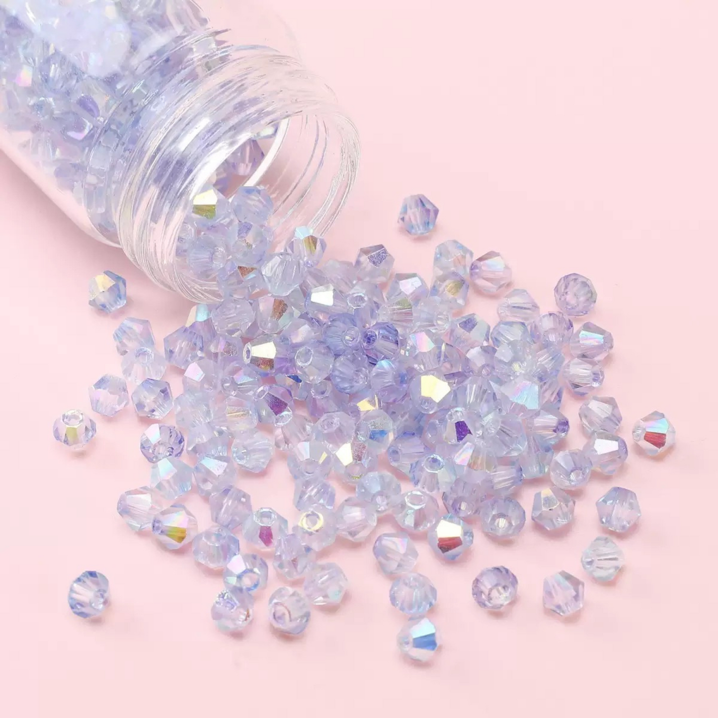 【L03】100pcs 4mm Bicolor AB Diamond Glass Beads – DIY Jewelry Craft