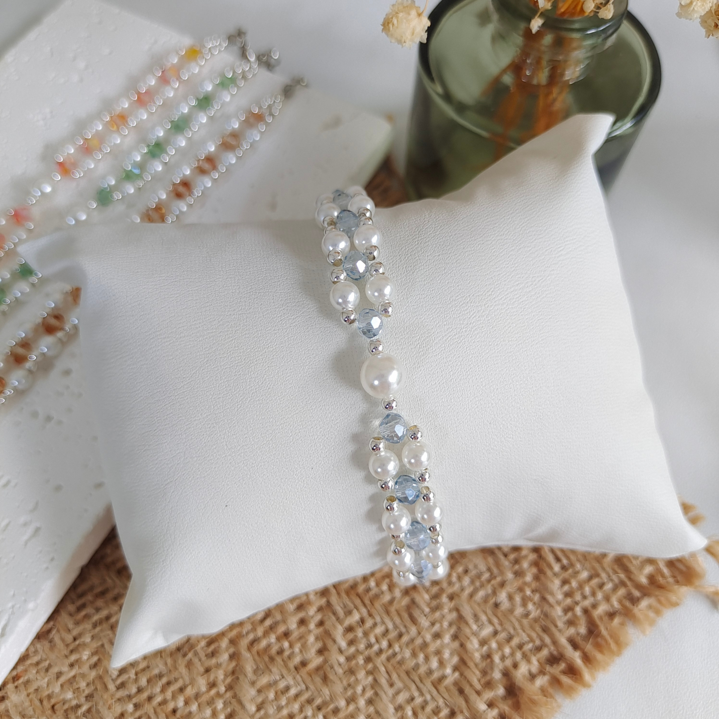 No.44 Handmade DIY Bracelet Kit – Pearl & Crystal Bicone Beads for Crafting