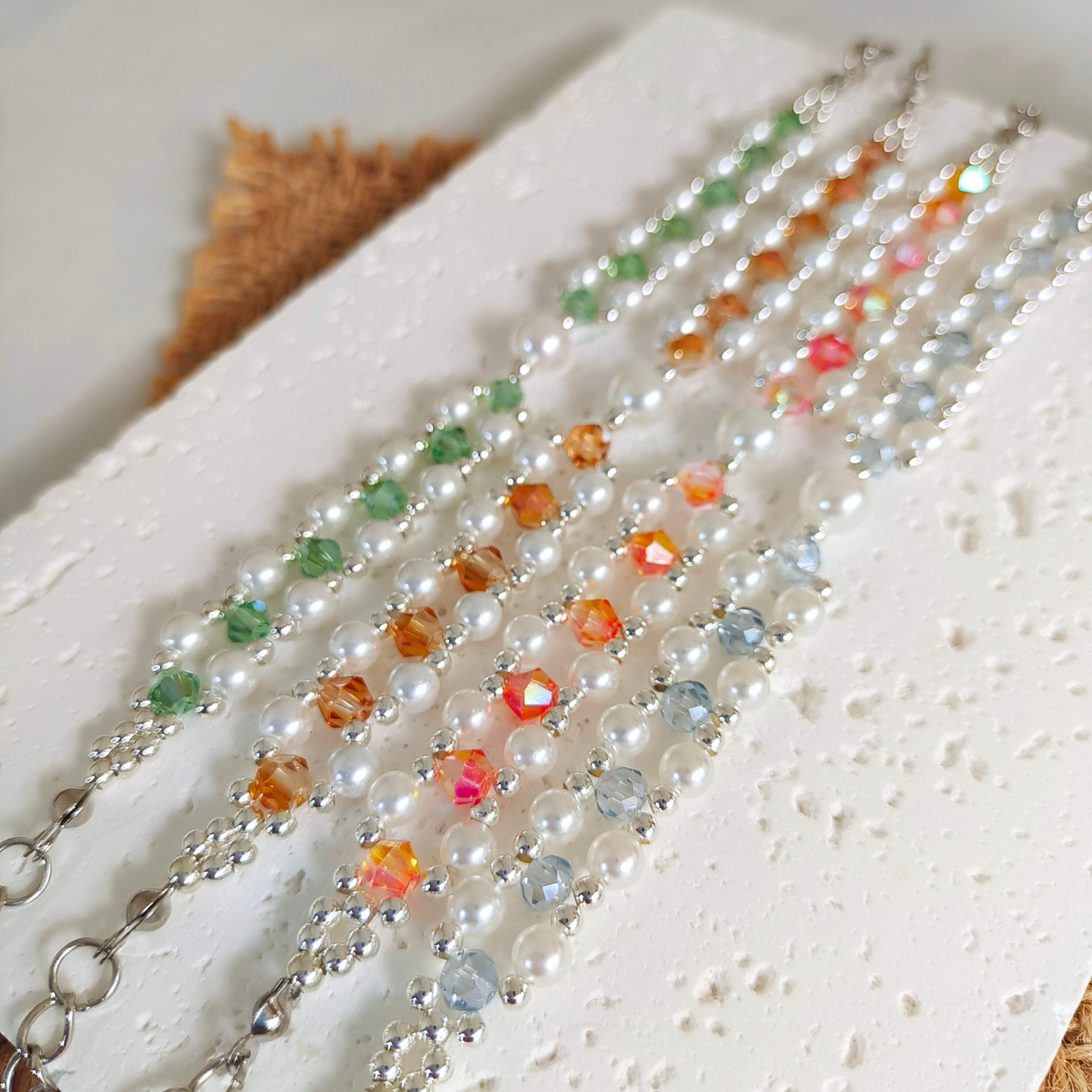 No.44 Handmade DIY Bracelet Kit – Pearl & Crystal Bicone Beads for Crafting