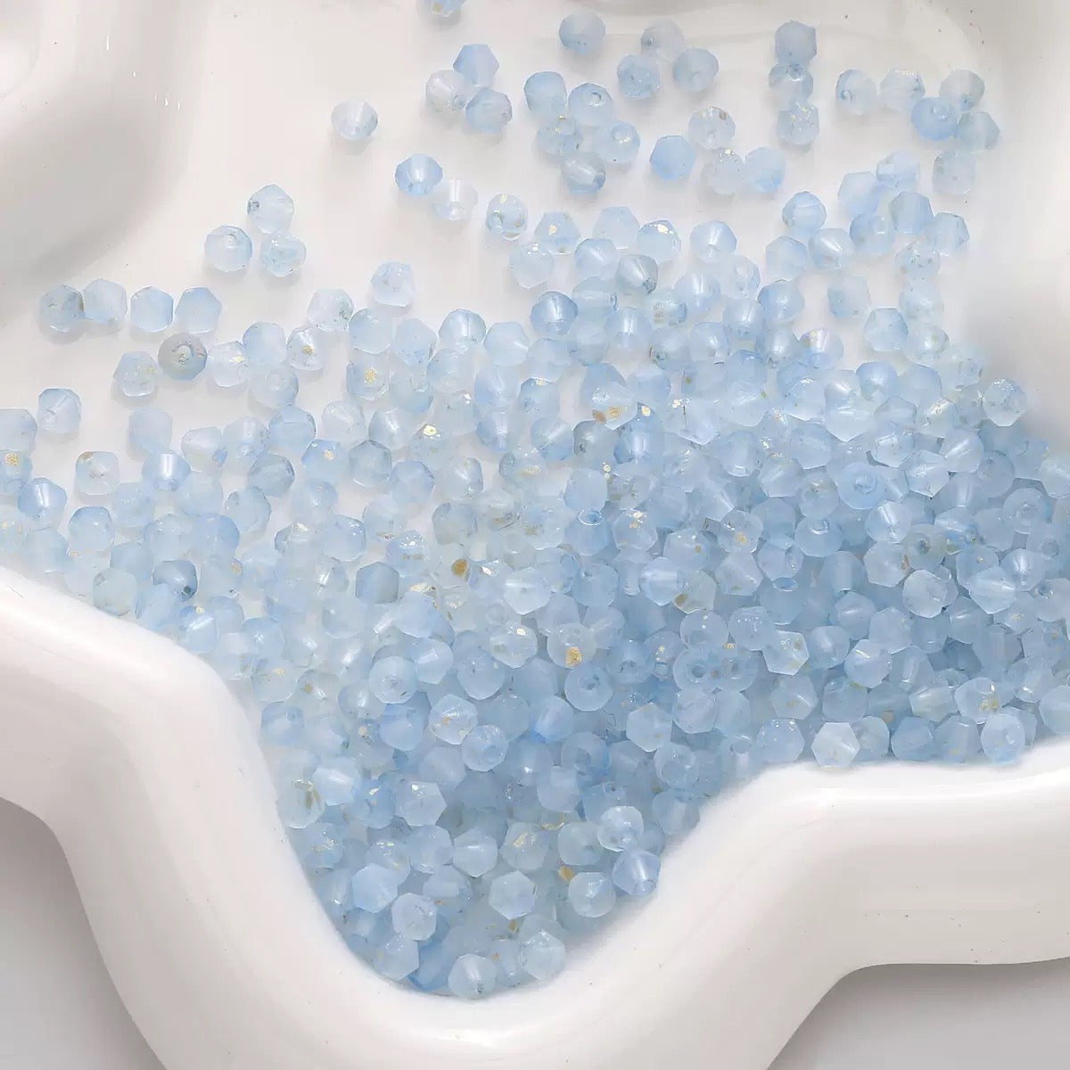 【L02】100 pcs Frosted Gold Dust Glass Beads – 4mm Cream Color Mix for DIY Jewelry