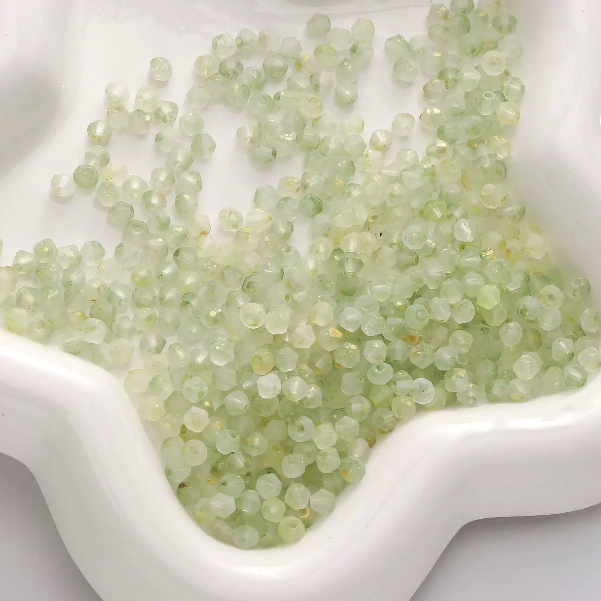 【L02】100 pcs Frosted Gold Dust Glass Beads – 4mm Cream Color Mix for DIY Jewelry