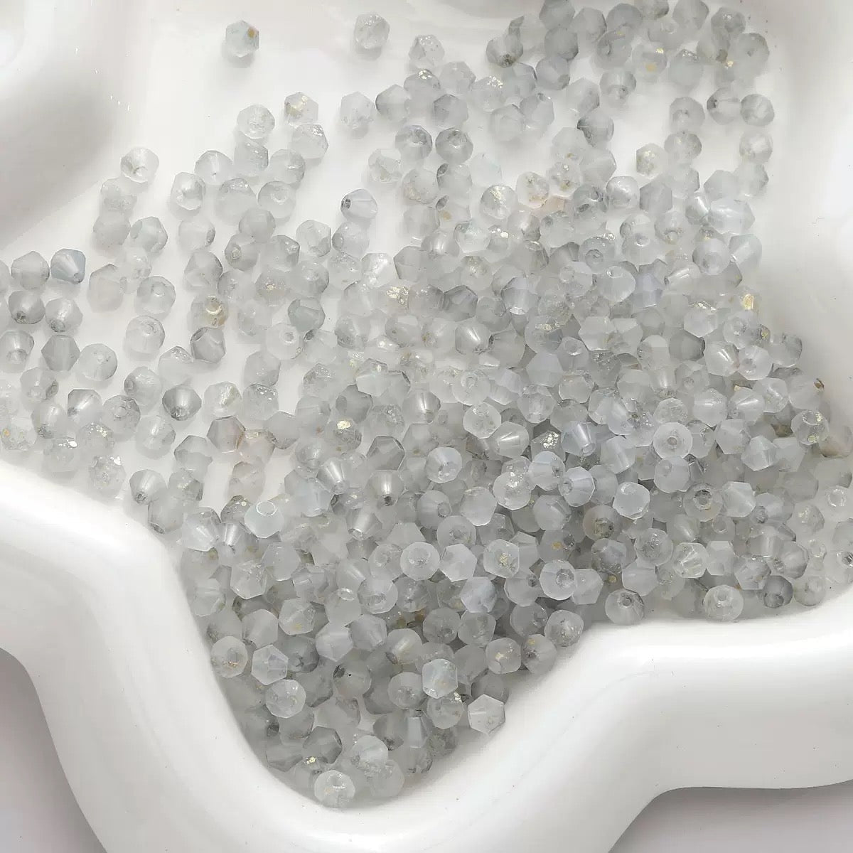 【L02】100 pcs Frosted Gold Dust Glass Beads – 4mm Cream Color Mix for DIY Jewelry