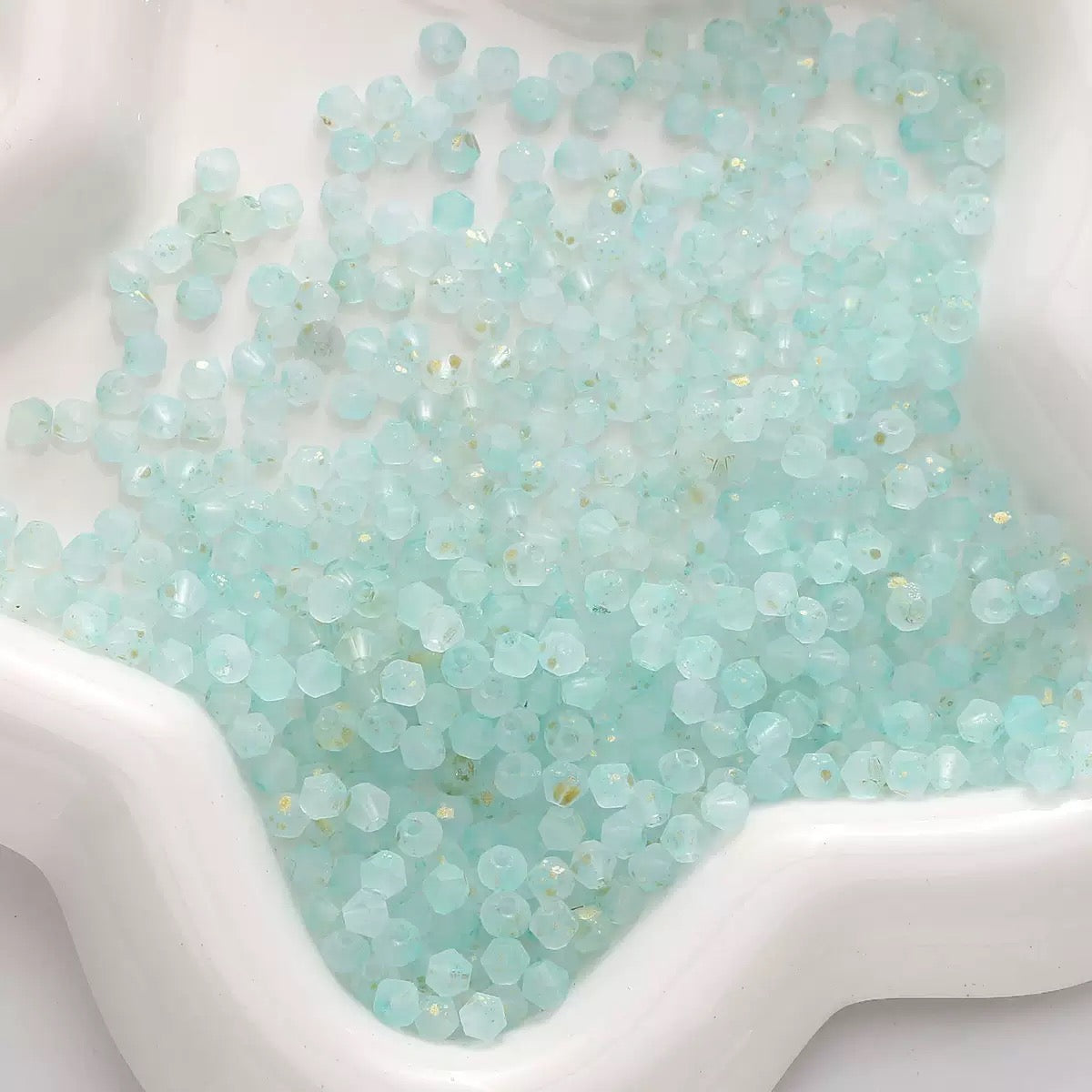 【L02】100 pcs Frosted Gold Dust Glass Beads – 4mm Cream Color Mix for DIY Jewelry