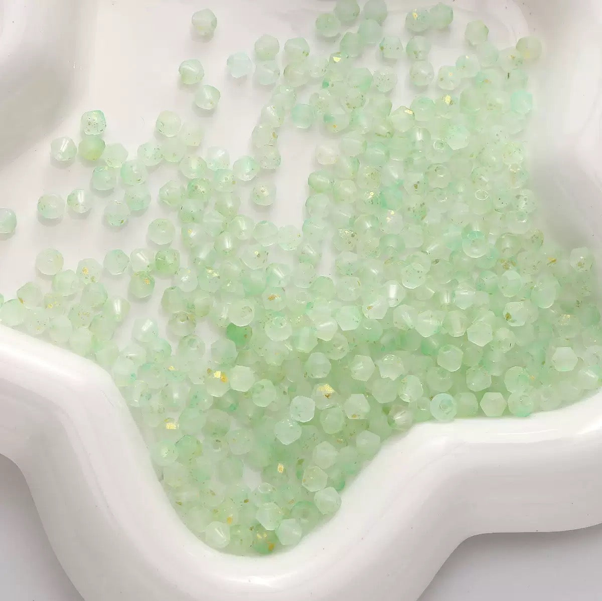 【L02】100 pcs Frosted Gold Dust Glass Beads – 4mm Cream Color Mix for DIY Jewelry