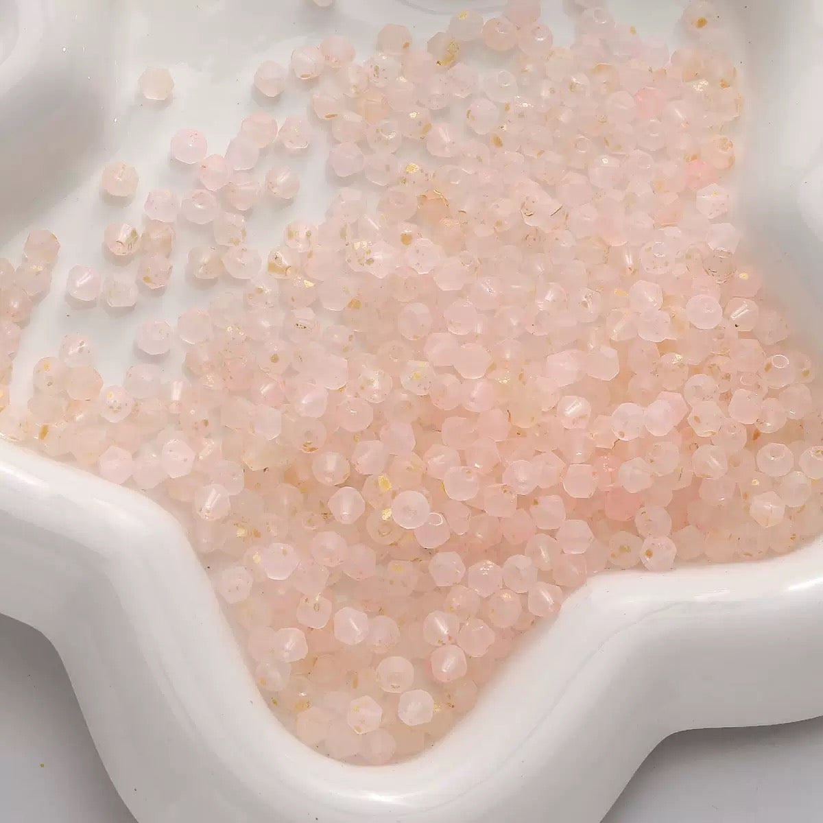 【L02】100 pcs Frosted Gold Dust Glass Beads – 4mm Cream Color Mix for DIY Jewelry