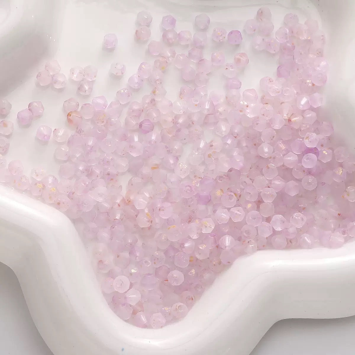 【L02】100 pcs Frosted Gold Dust Glass Beads – 4mm Cream Color Mix for DIY Jewelry