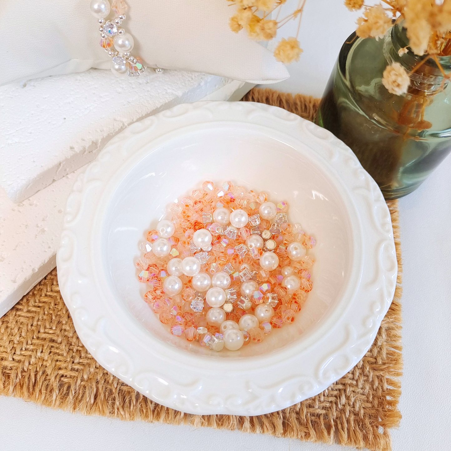 No.09 DIY Bracelet Kit – Pink Pearl & Crystal Beads with Tools & Findings