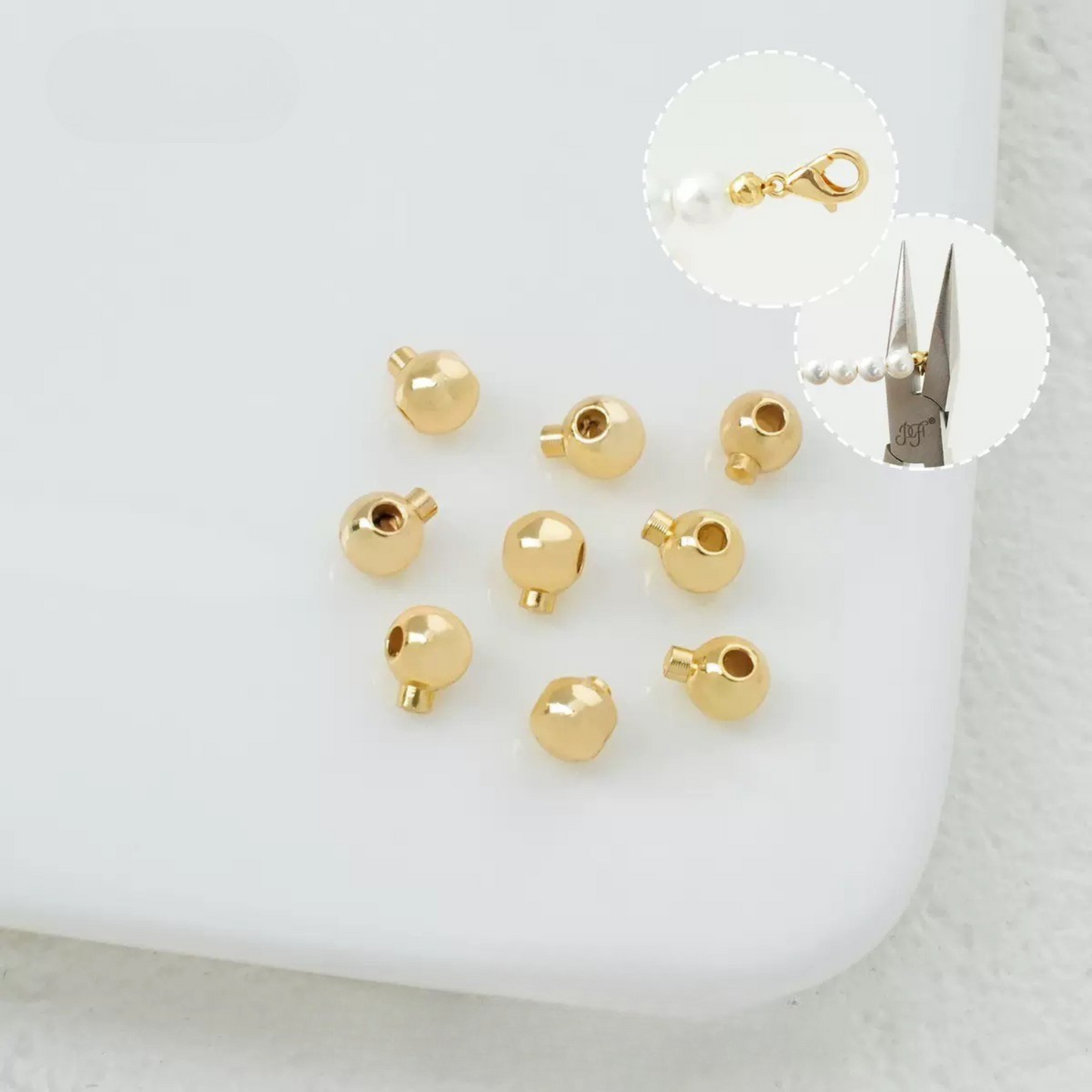 【F01】3mm Electroplated Spacer Beads – Lollipop Stopper Beads for DIY Bracelets & Necklaces | Silver / Steel / 18K / 14K Gold