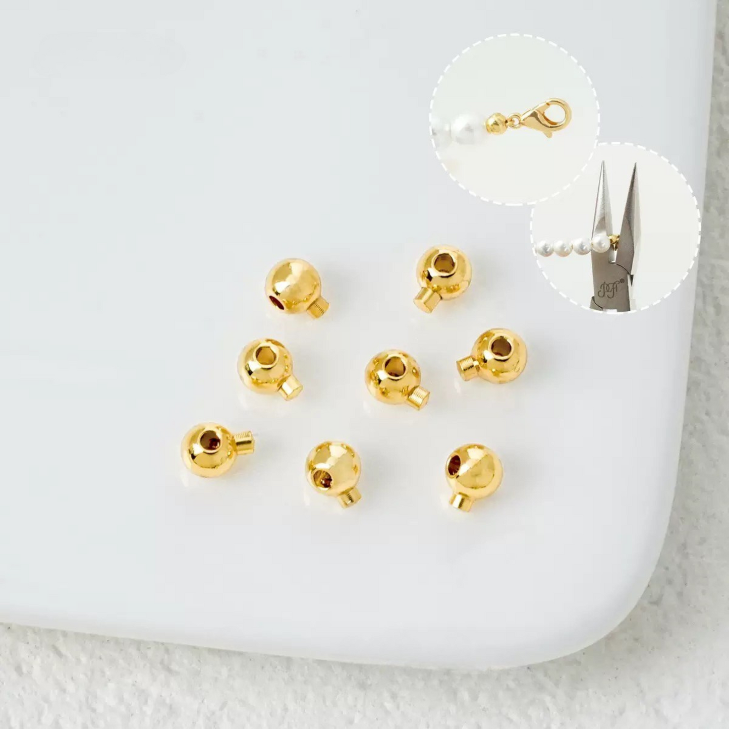 【F01】3mm Electroplated Spacer Beads – Lollipop Stopper Beads for DIY Bracelets & Necklaces | Silver / Steel / 18K / 14K Gold