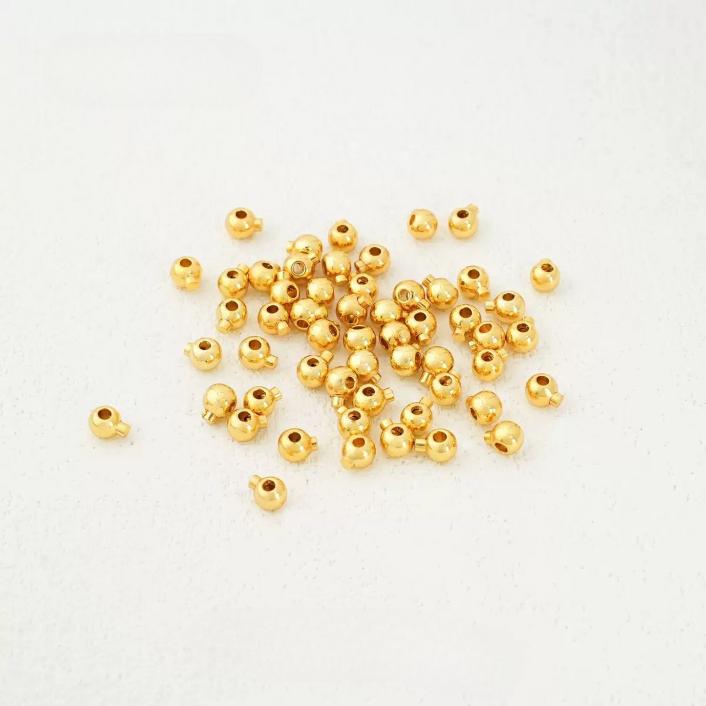 【F01】3mm Electroplated Spacer Beads – Lollipop Stopper Beads for DIY Bracelets & Necklaces | Silver / Steel / 18K / 14K Gold