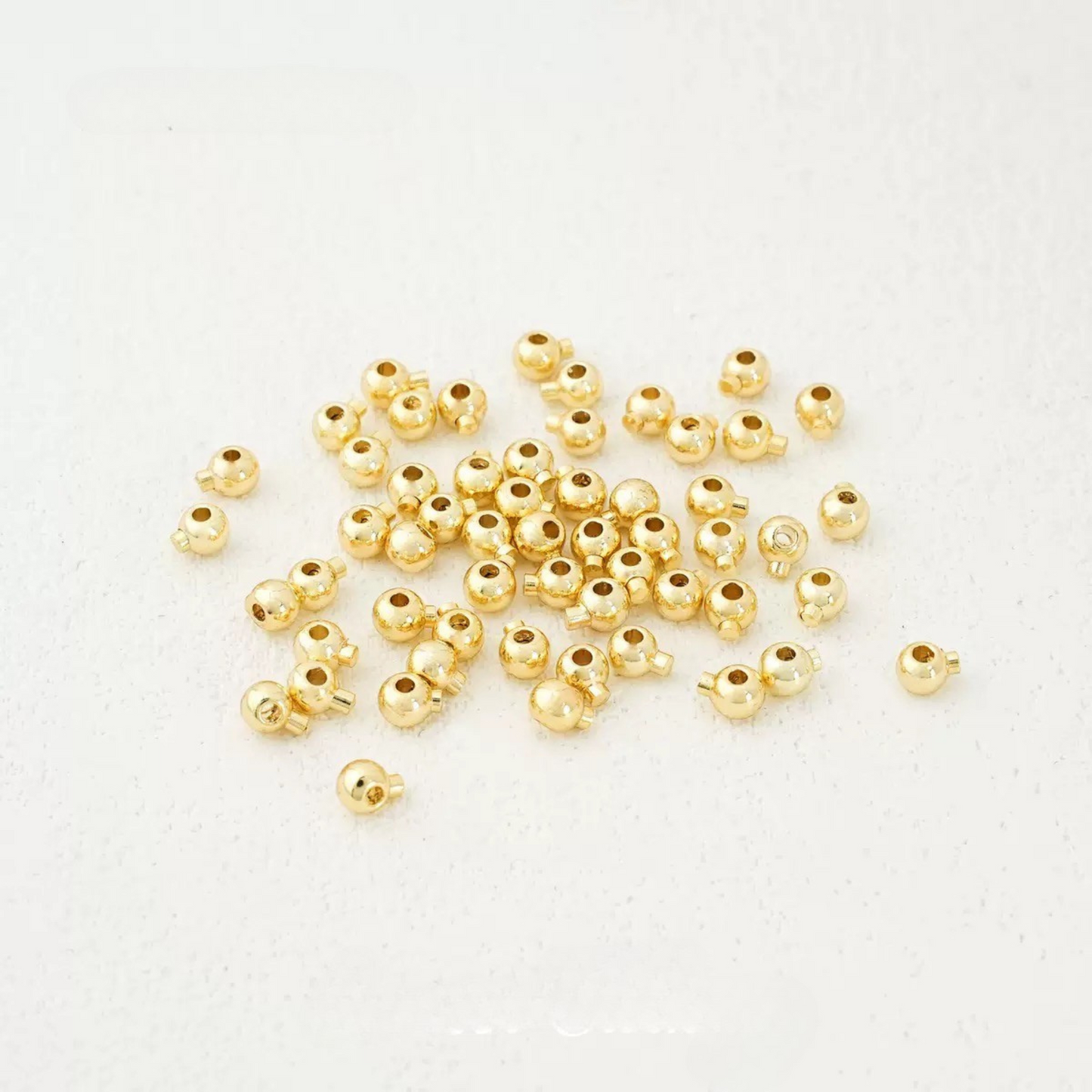 【F01】3mm Electroplated Spacer Beads – Lollipop Stopper Beads for DIY Bracelets & Necklaces | Silver / Steel / 18K / 14K Gold