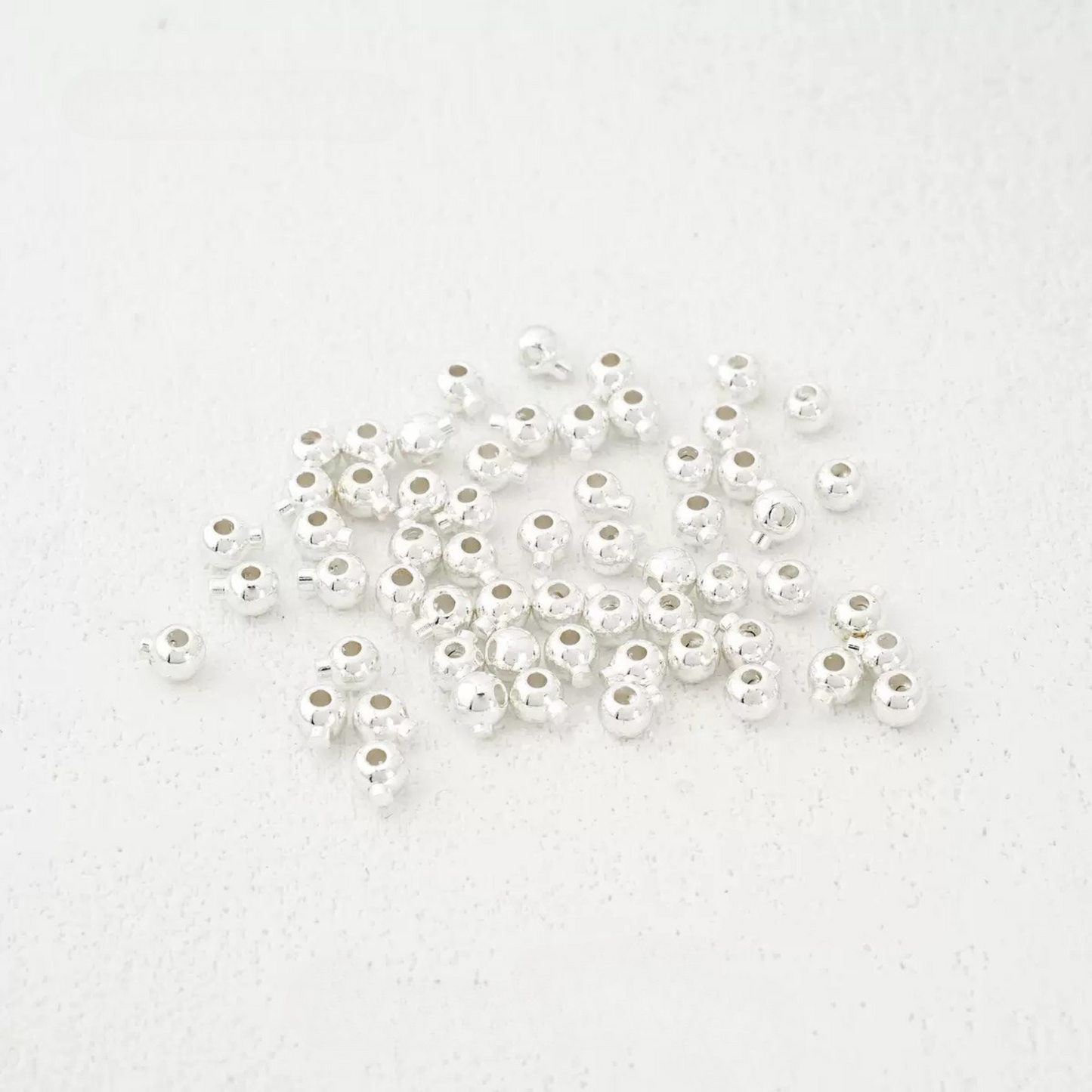 【F01】3mm Electroplated Spacer Beads – Lollipop Stopper Beads for DIY Bracelets & Necklaces | Silver / Steel / 18K / 14K Gold