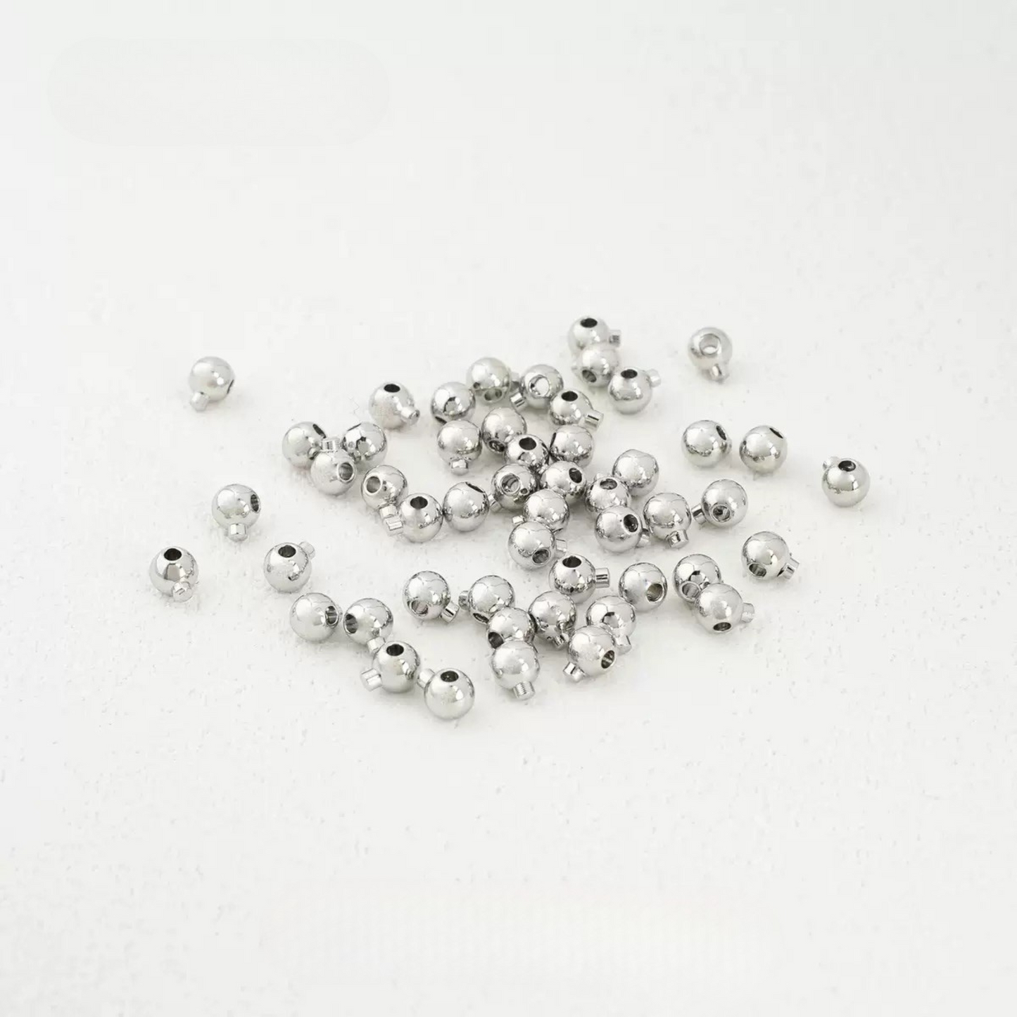 【F01】3mm Electroplated Spacer Beads – Lollipop Stopper Beads for DIY Bracelets & Necklaces | Silver / Steel / 18K / 14K Gold