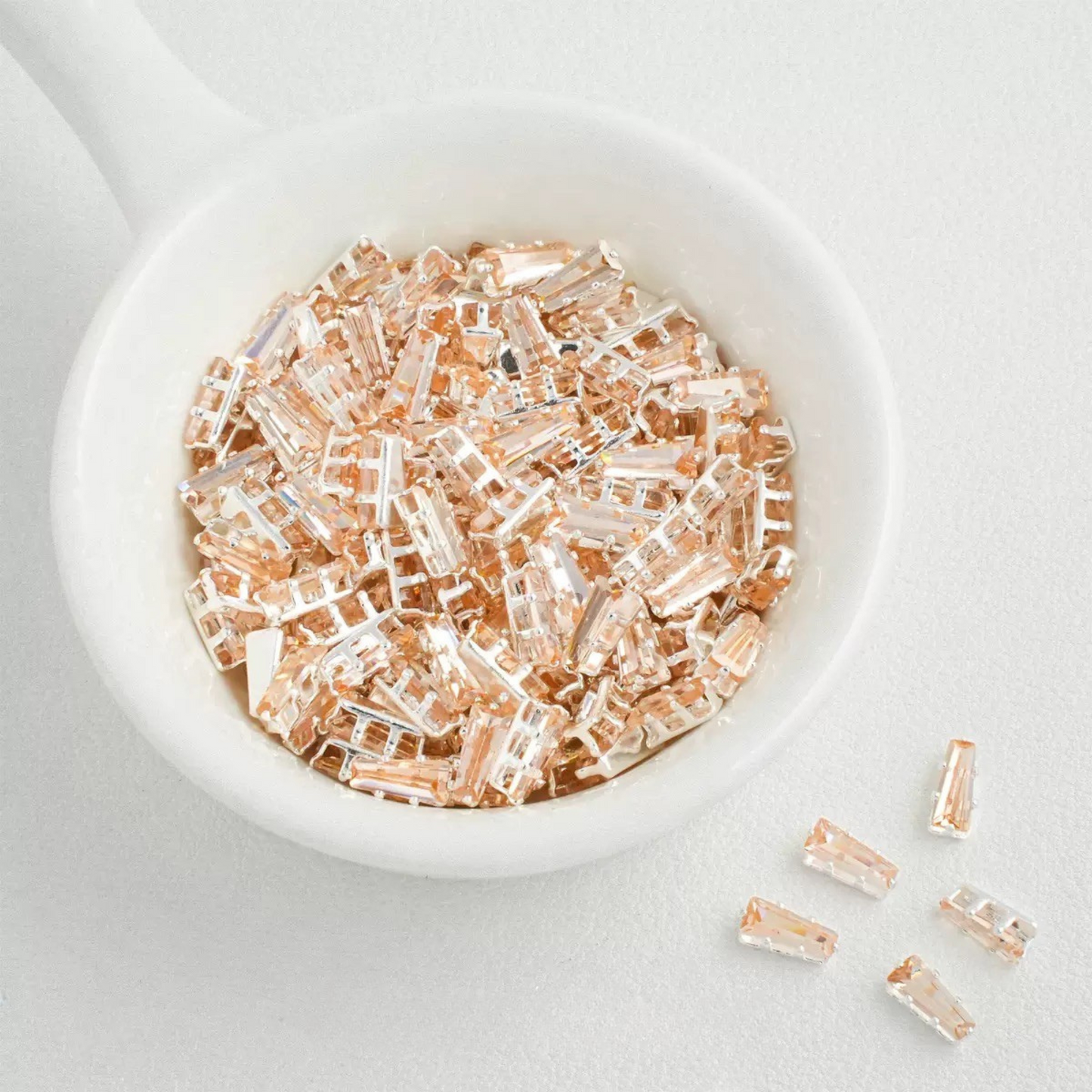 【A26】50pcs Silver-Plated Trapezoid CZ Spacer Beads – Prong Setting, DIY Jewelry Making, Multi Colors