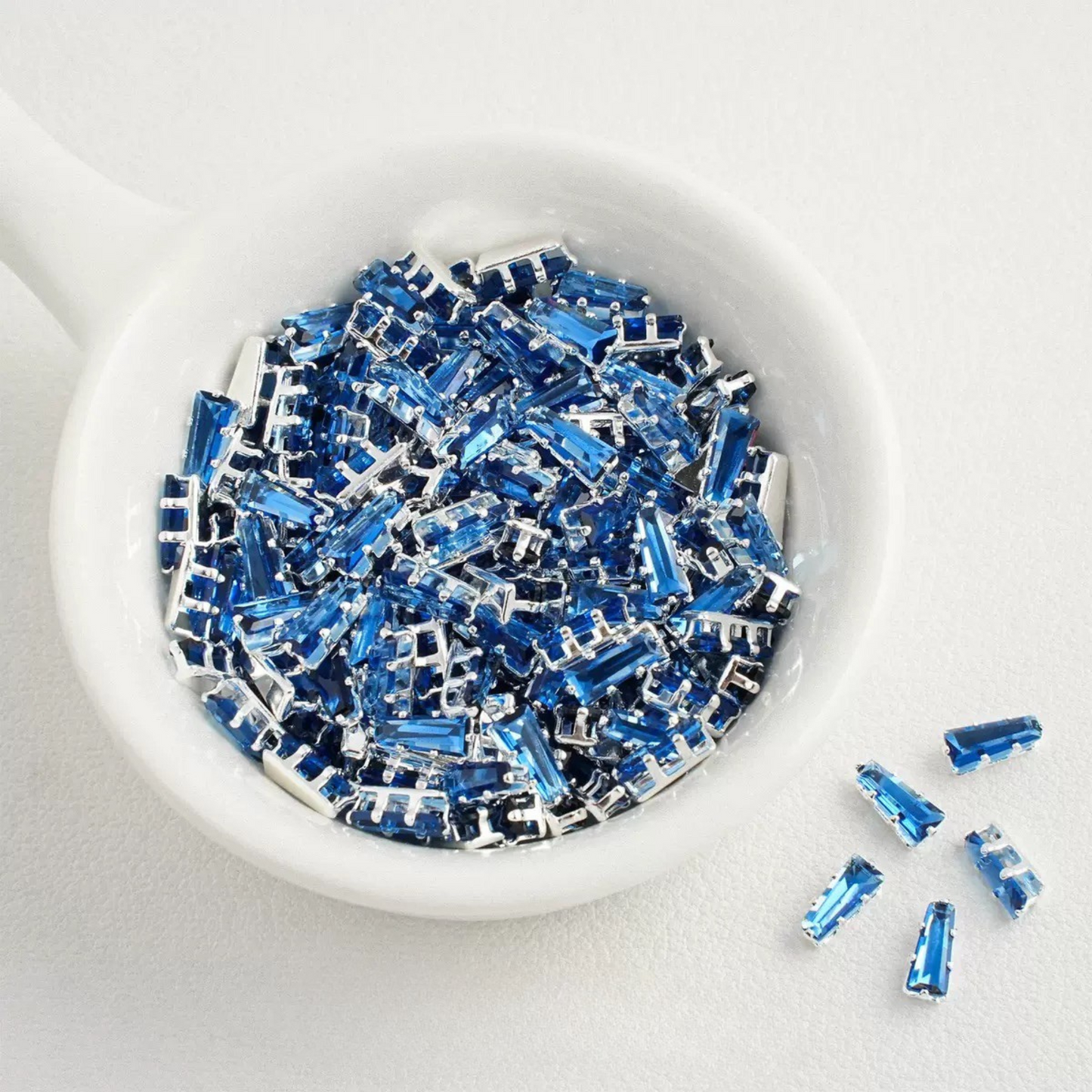 【A26】50pcs Silver-Plated Trapezoid CZ Spacer Beads – Prong Setting, DIY Jewelry Making, Multi Colors