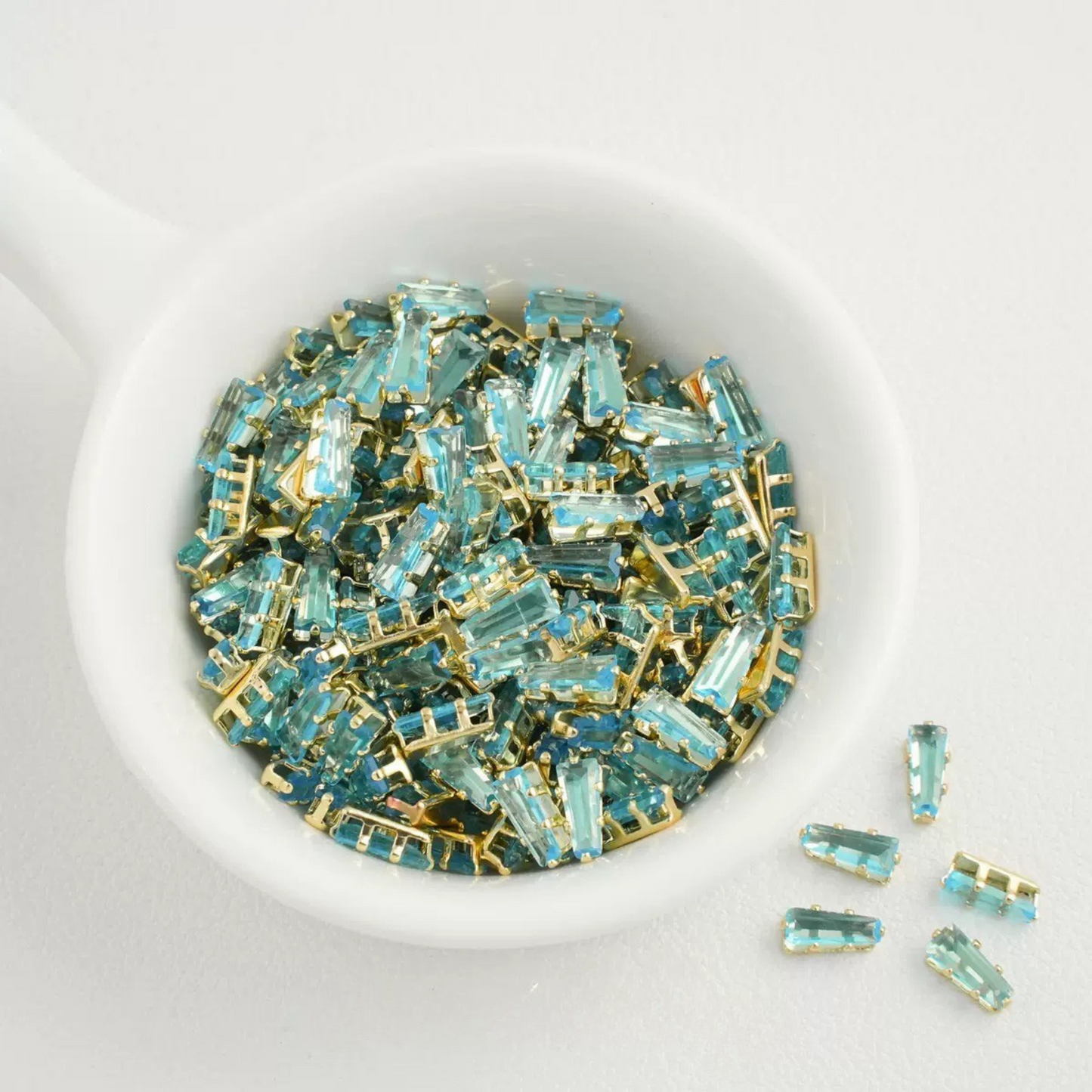 【A25】50pcs Trapezoid CZ Spacer Beads – 18K Gold Plated, Prong Set, DIY Jewelry Making, Multiple Colors