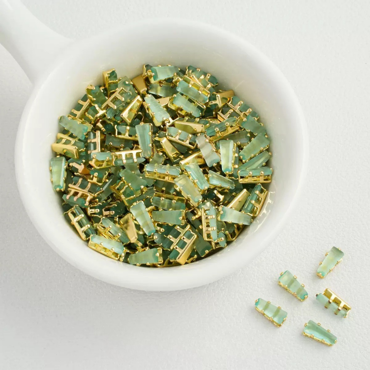 【A25】50pcs Trapezoid CZ Spacer Beads – 18K Gold Plated, Prong Set, DIY Jewelry Making, Multiple Colors